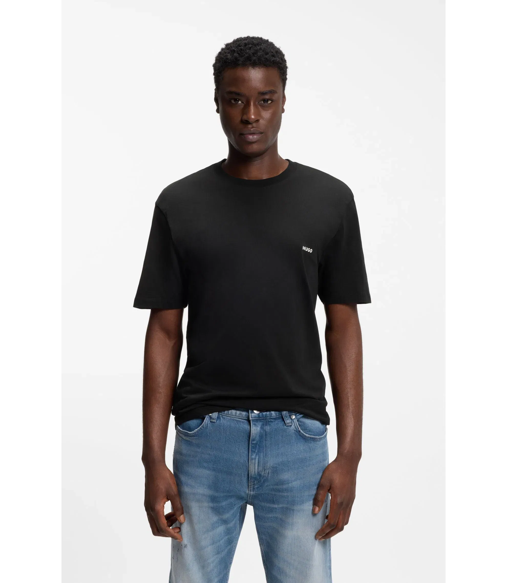 Hugo Cotton Jersey T-Shirt With Rear Graphic Black
