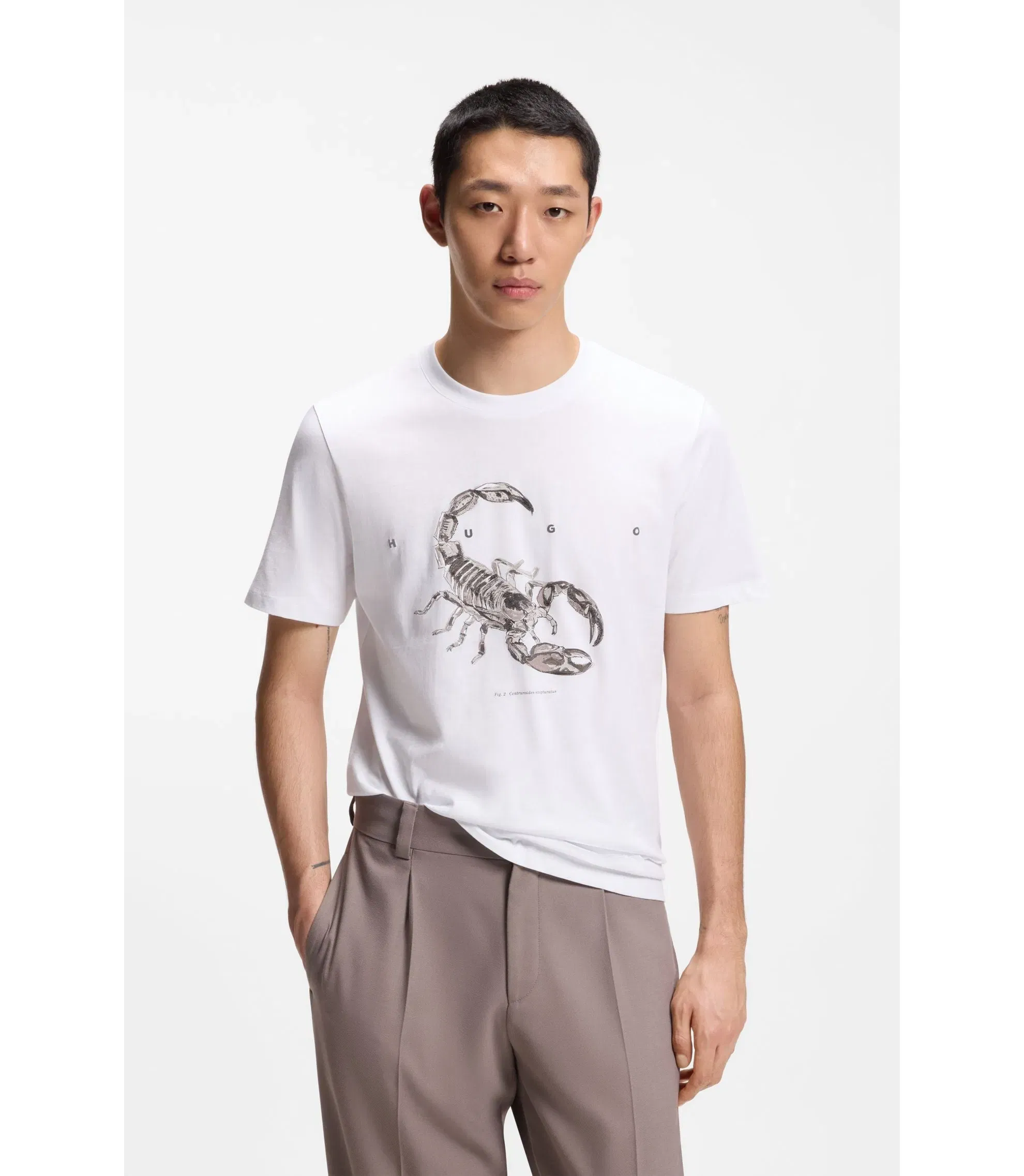 Hugo Cotton Jersey T-Shirt With Spaced Out Logo White