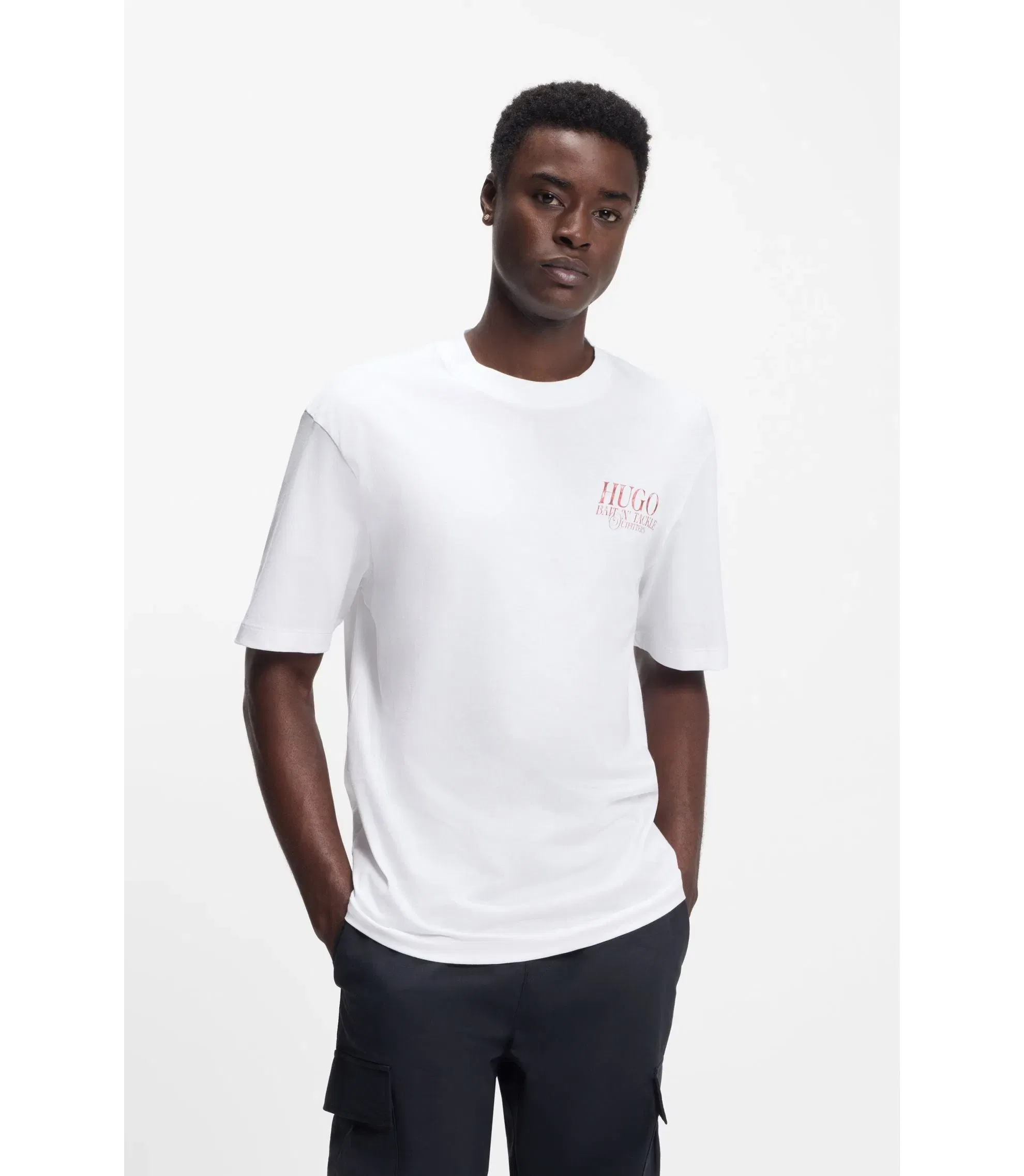 Hugo Marine Artwork T-Shirt In Cotton Jersey White