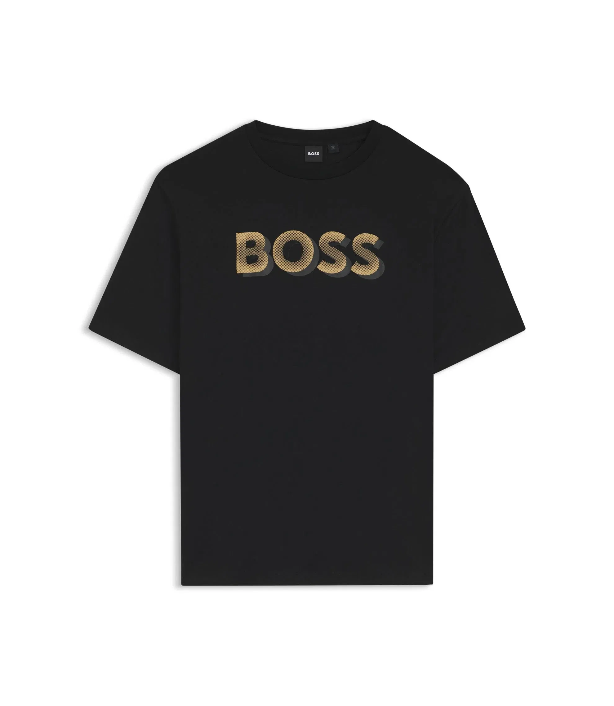 Boss Mercerized Cotton T-Shirt With Logo Artwork Black