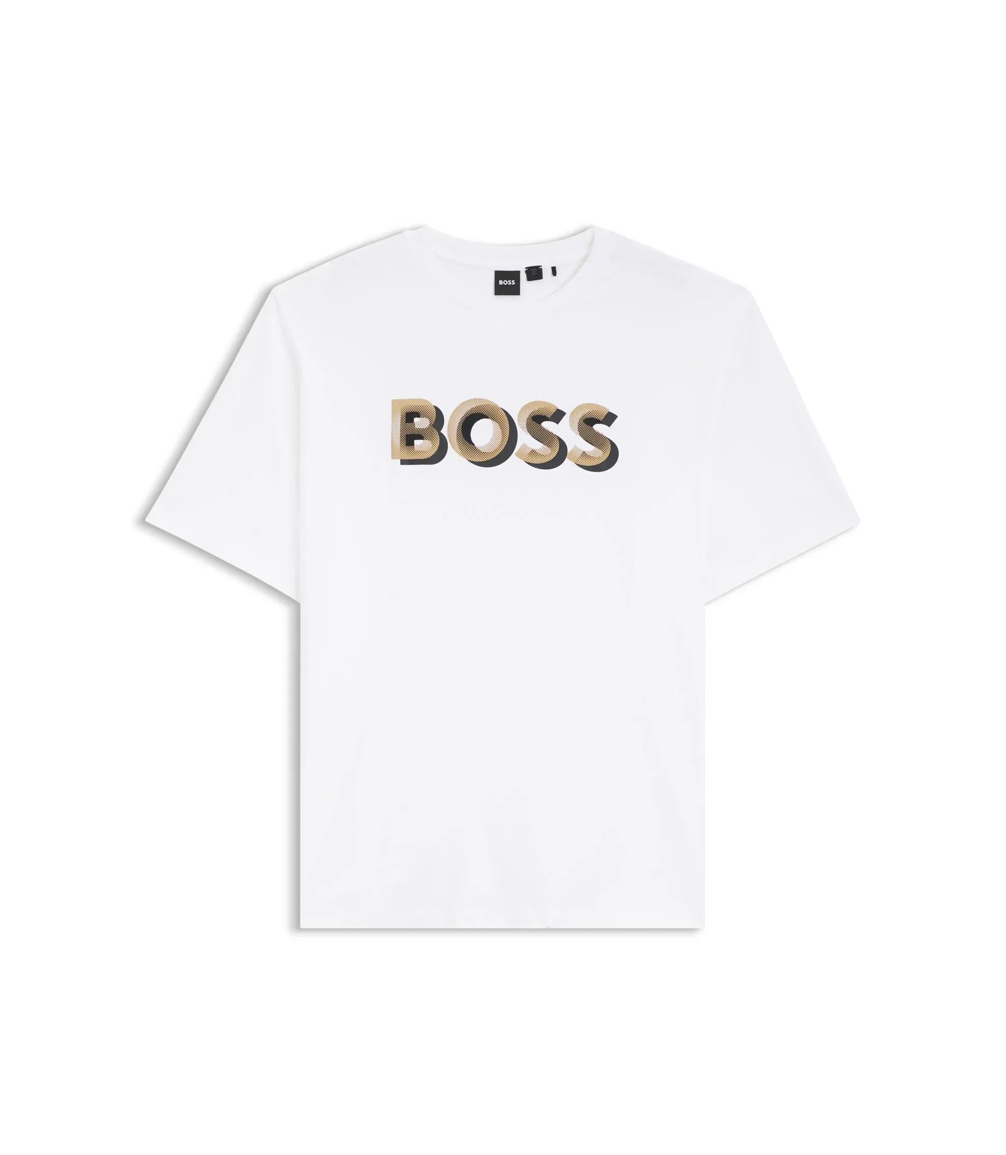 Boss Mercerized Cotton T-Shirt With Logo Artwork White