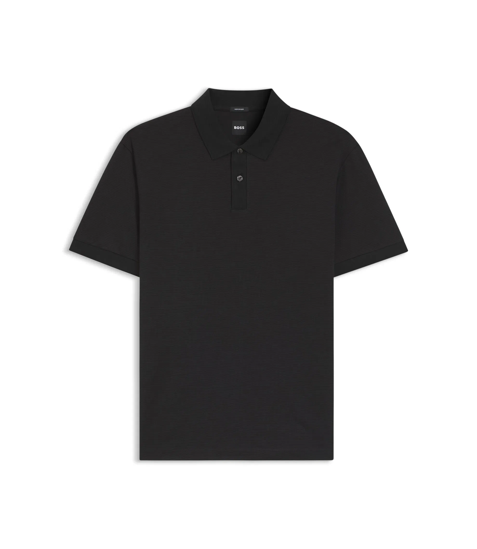 Boss Micro Pattern Polo Shirt In Mercerised Cotton Black
