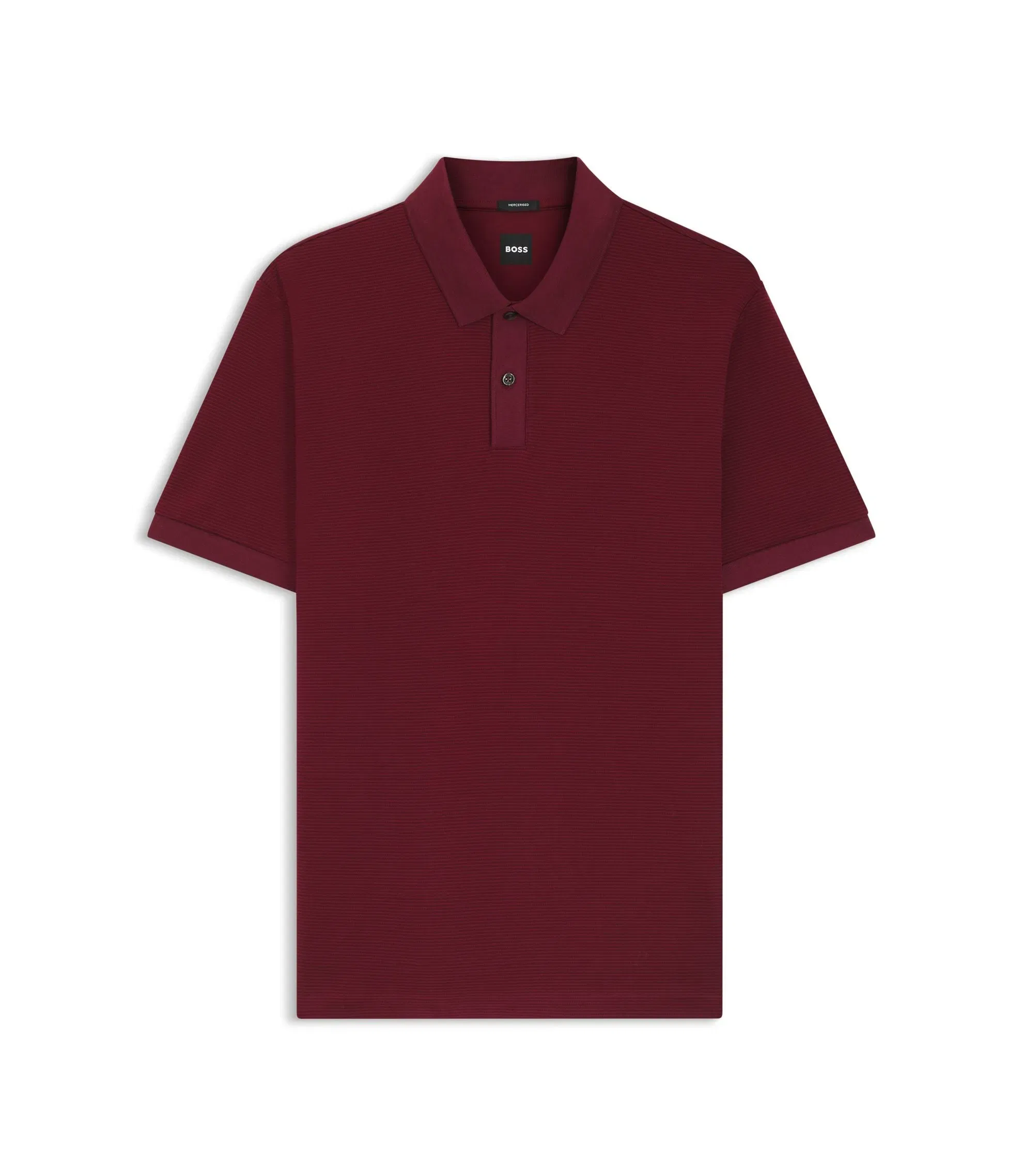 Boss Micro Pattern Polo Shirt In Mercerised Cotton Dark Red