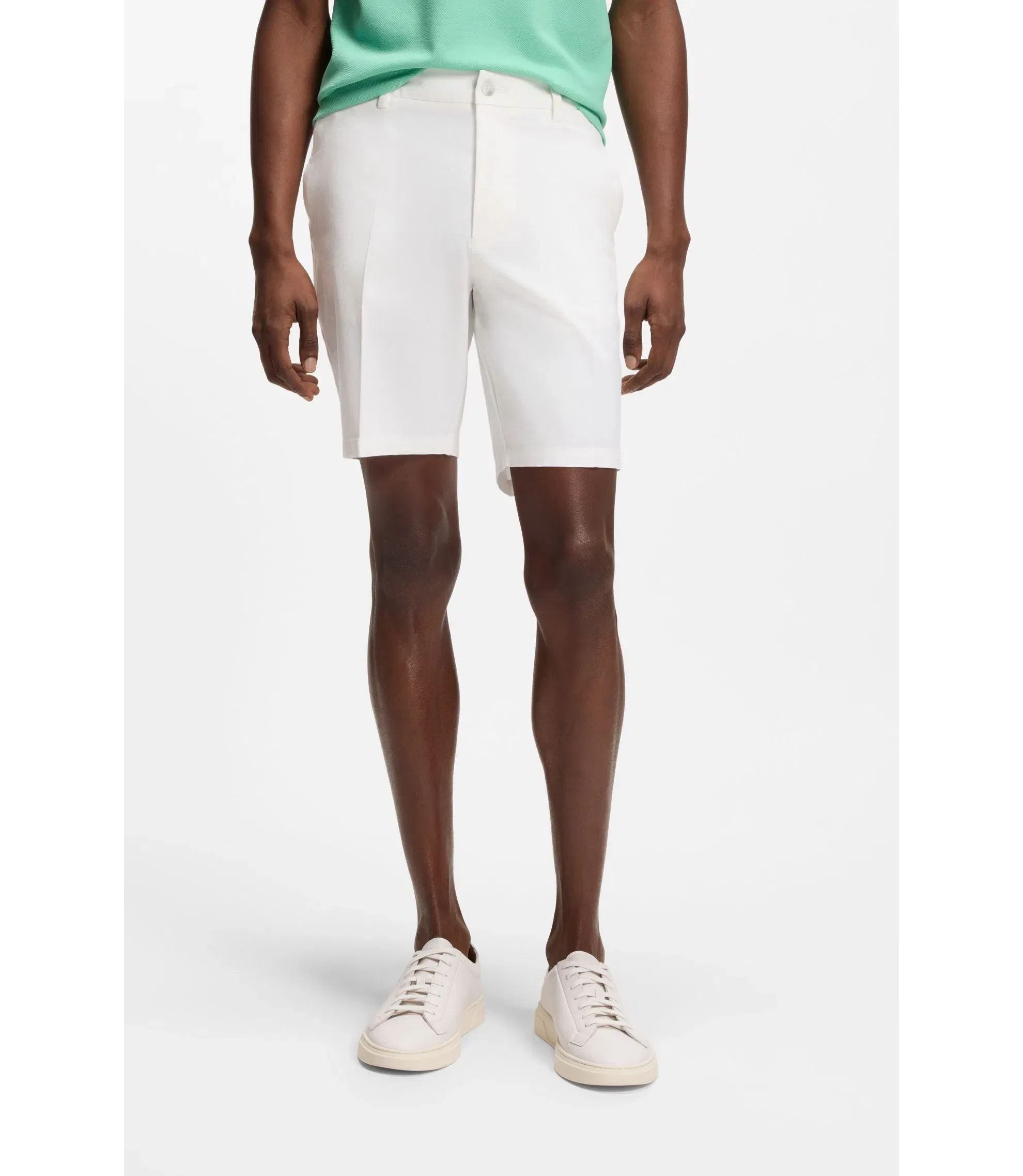 Boss Modern Fit Shorts In Stretch Cotton Twill White
