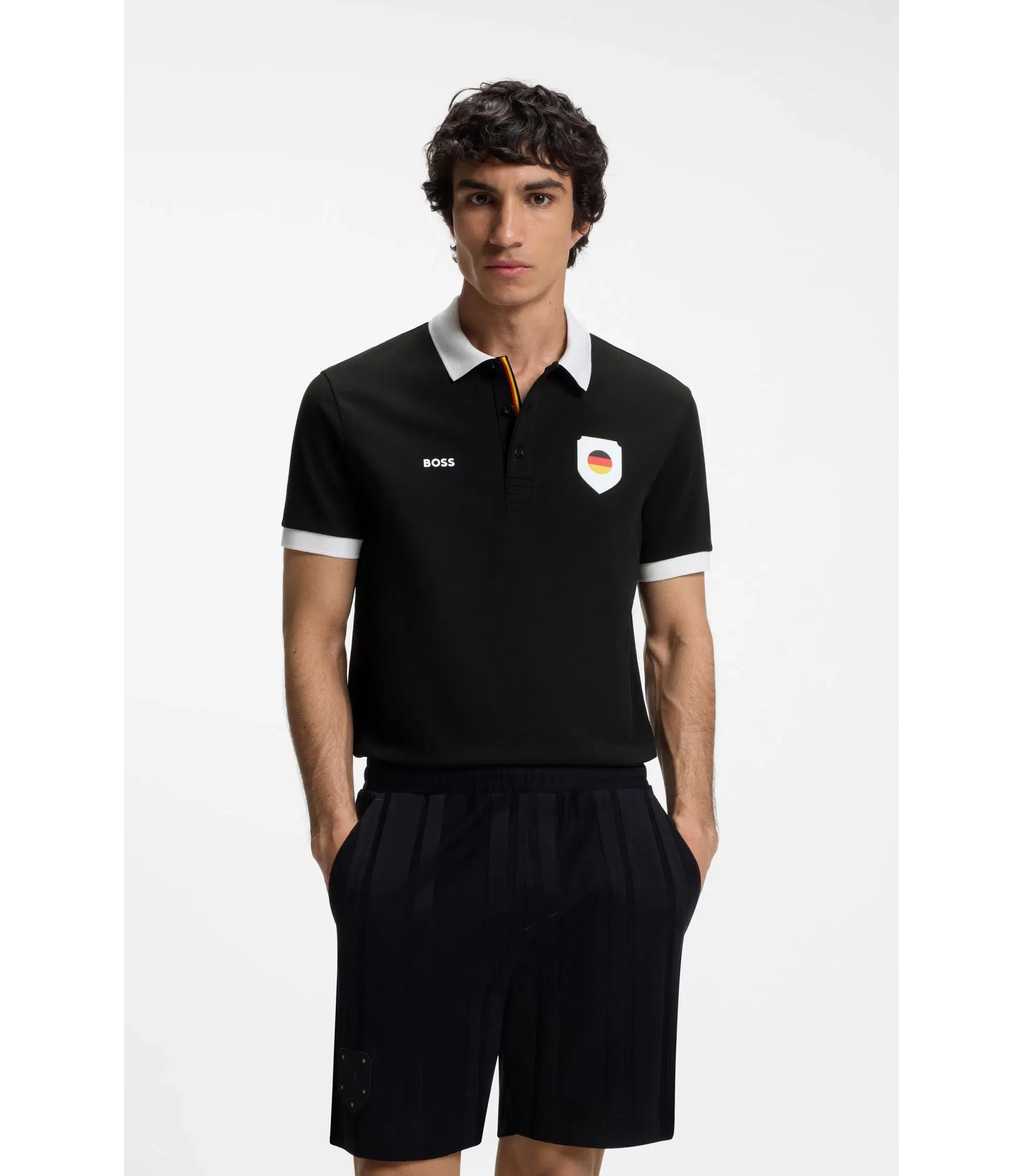 Boss Paddy Polo Shirt With Country Flag Germany Black