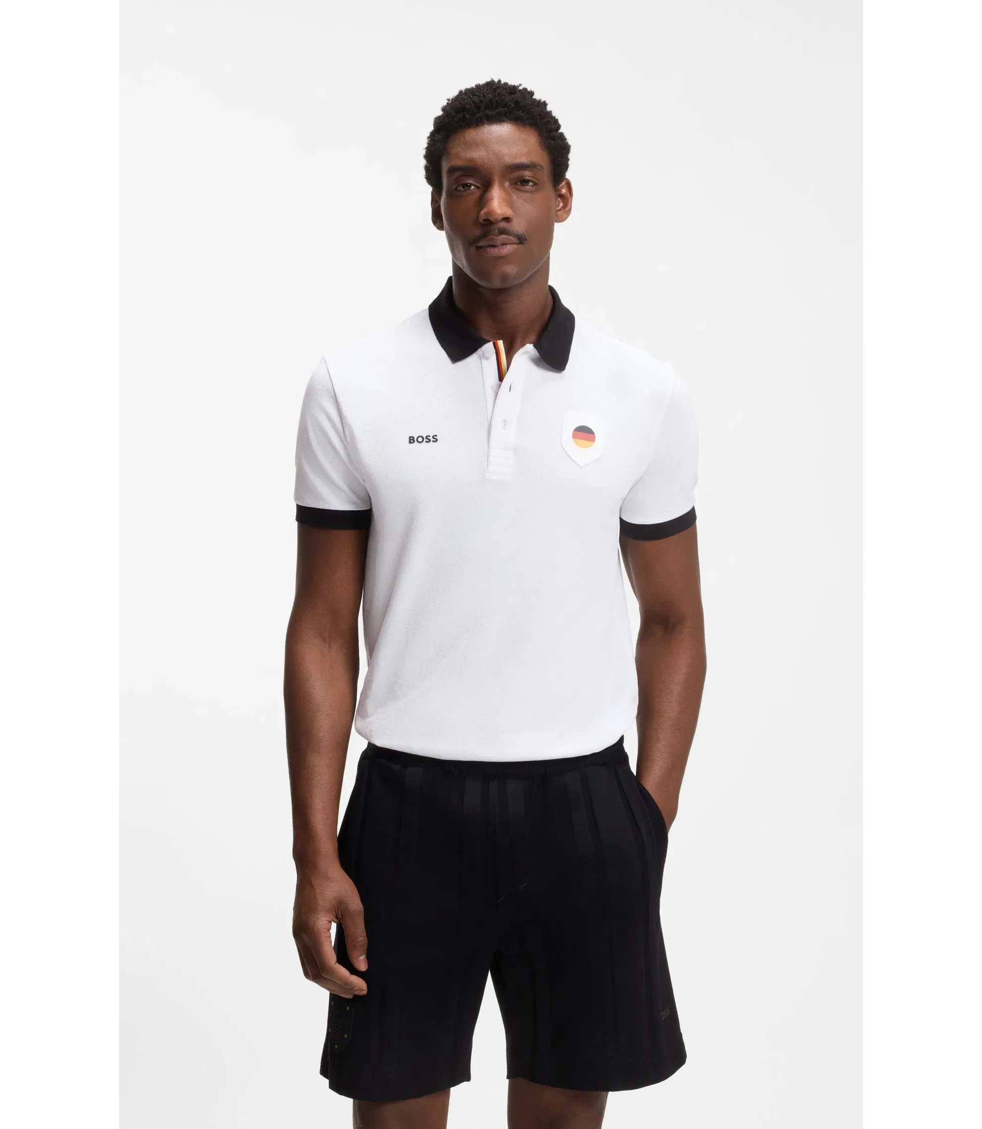 Boss Paddy Polo Shirt With Country Flag Germany White