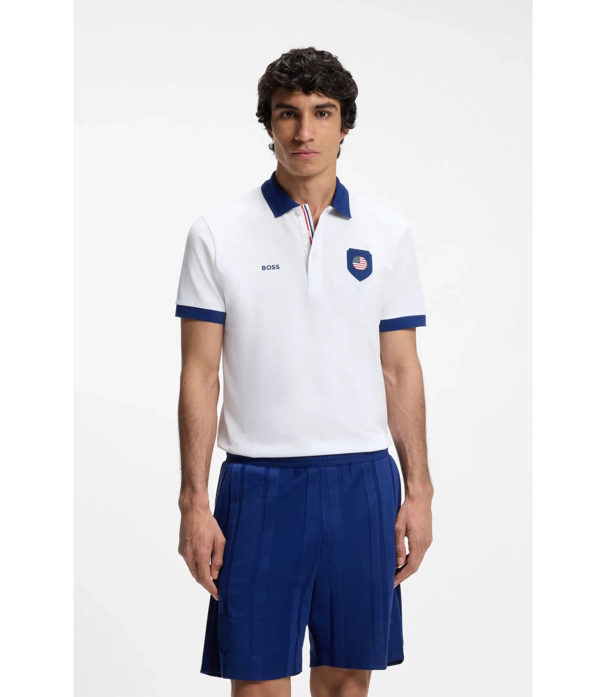 Boss Paddy Polo Shirt With Country Flag Usa White