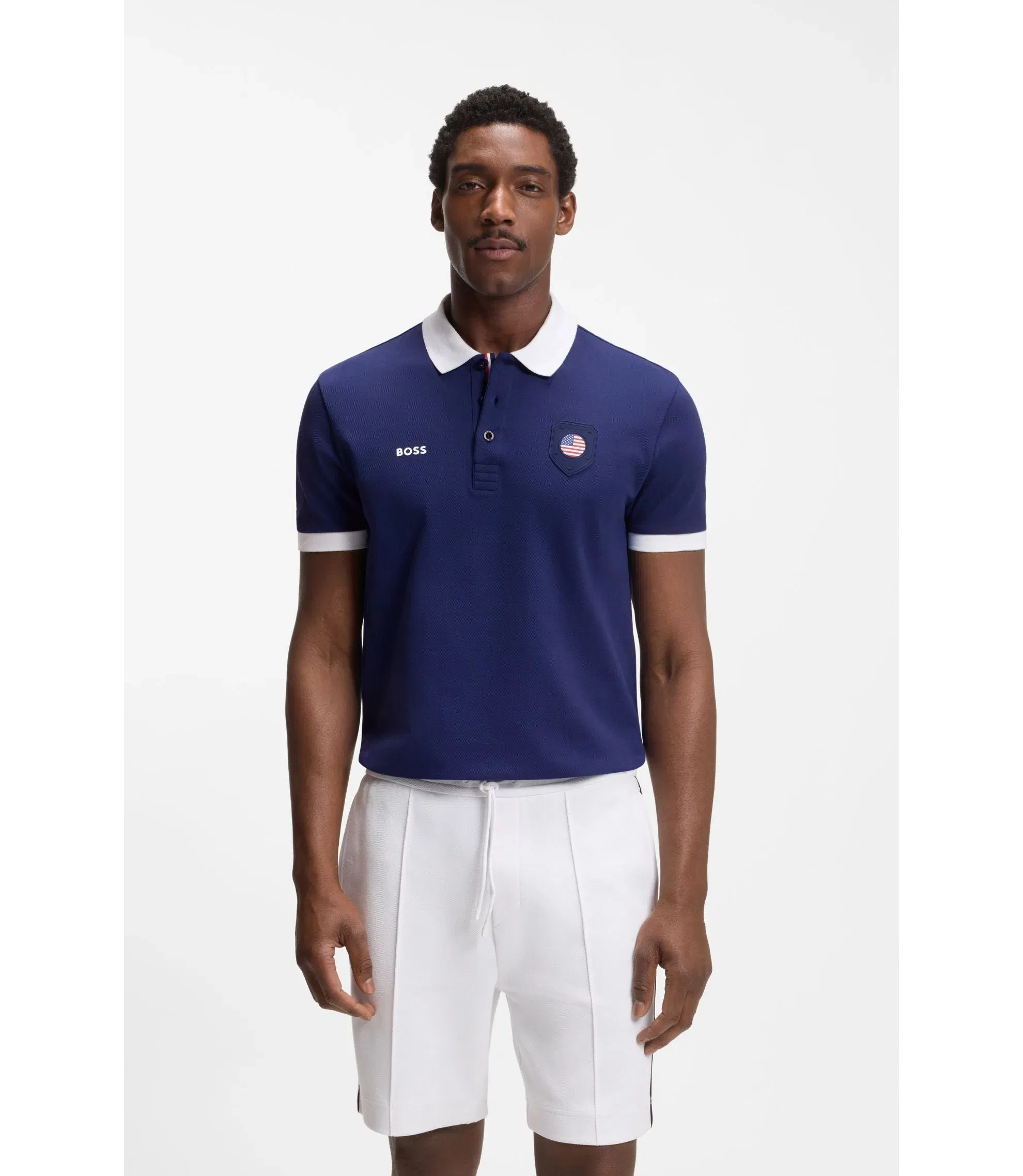 Boss Paddy Polo Shirt With Country Flag Usa Blue