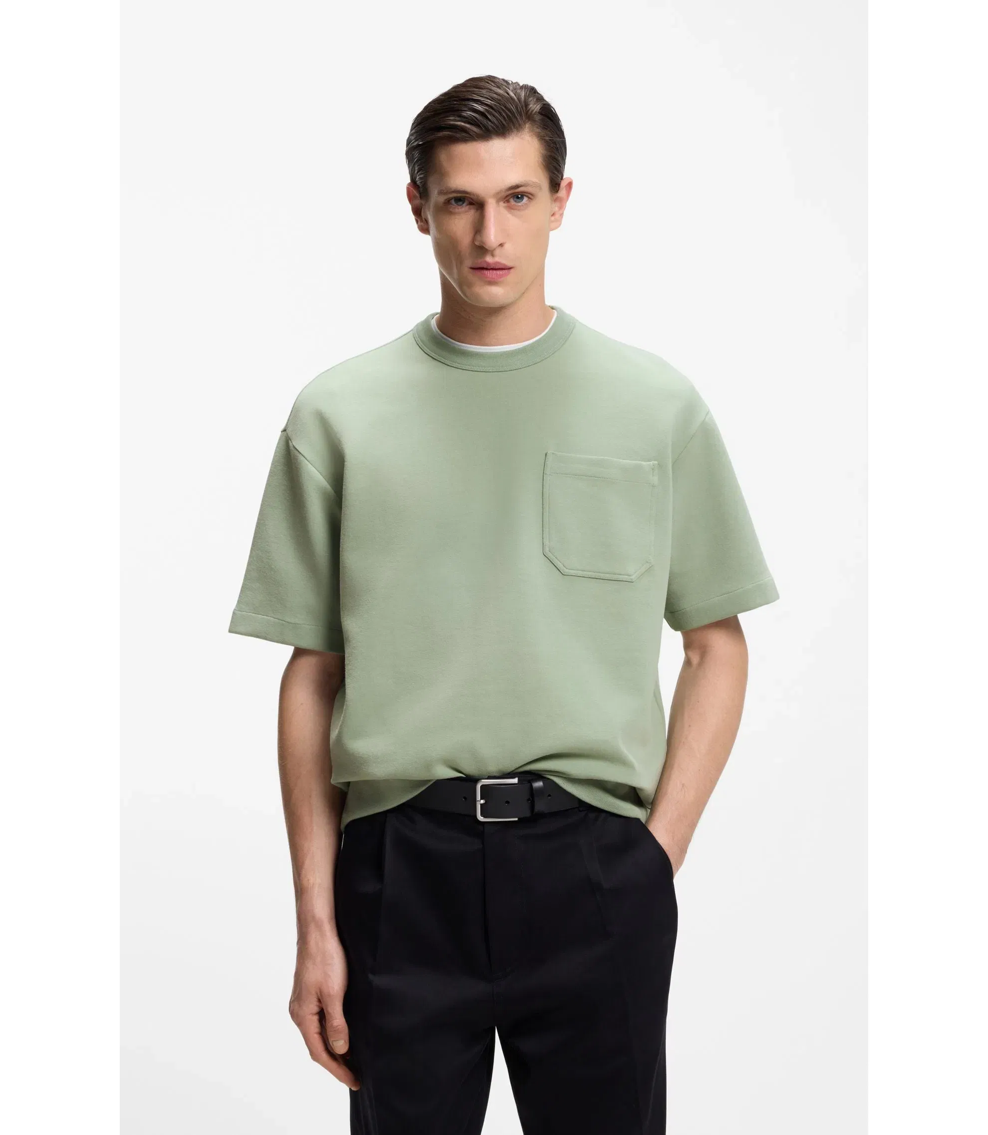 Boss Peached T-Shirt In A Cotton Blend Light Green