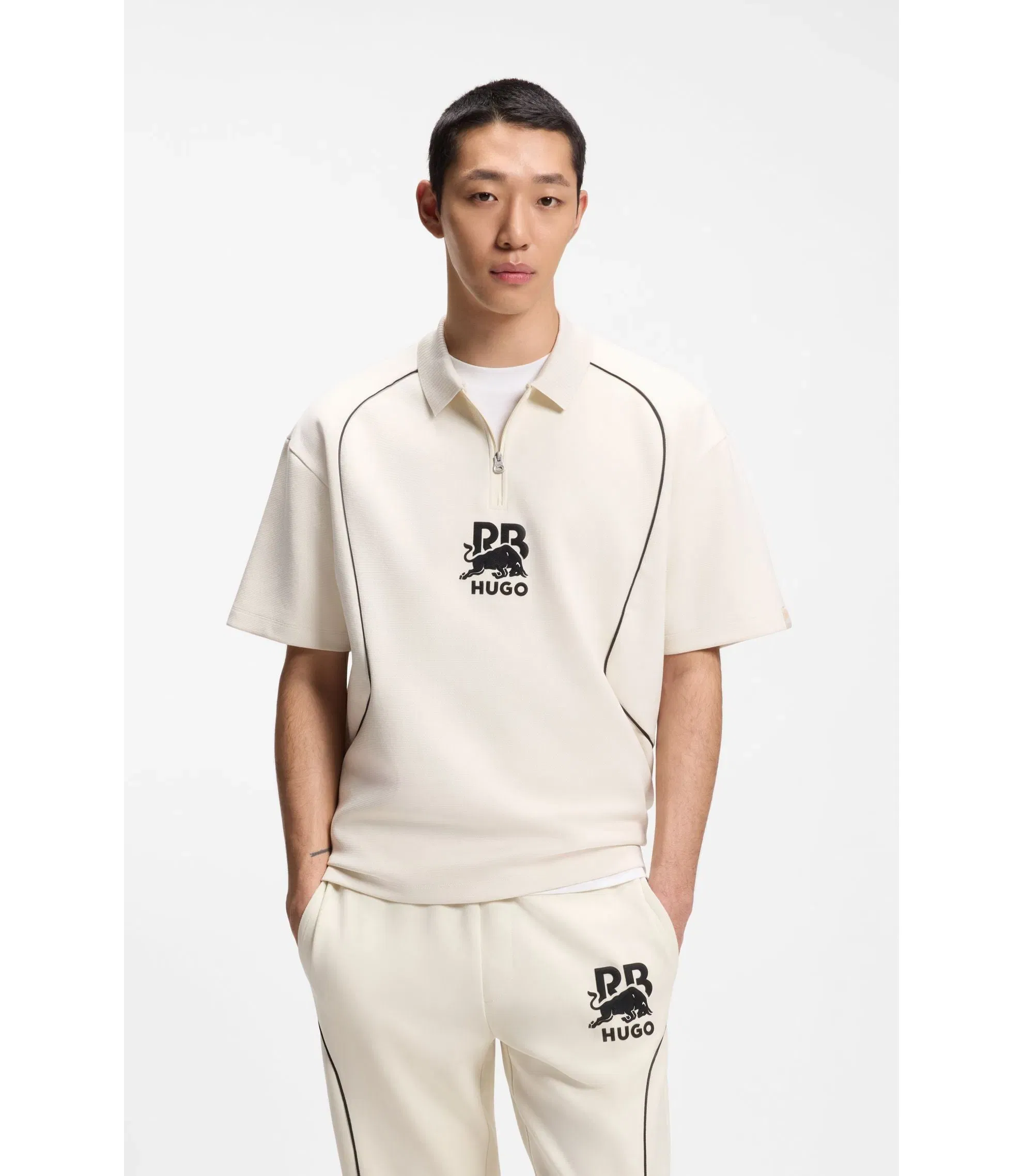 Hugo x Rb Polo Shirt With Bull Motif White