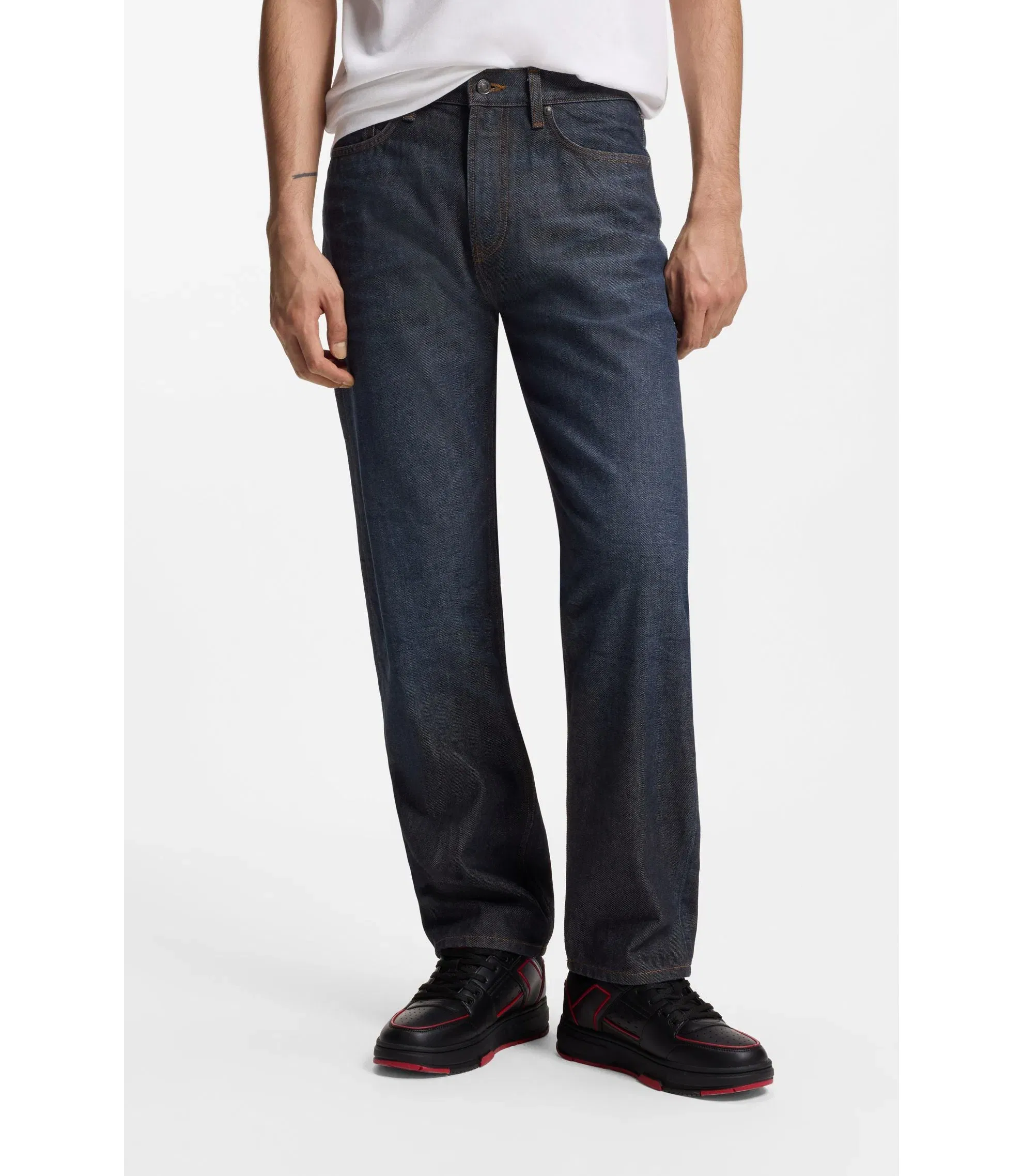 Hugo x Rb Regular Fit Jeans In Blue Denim Dark Blue