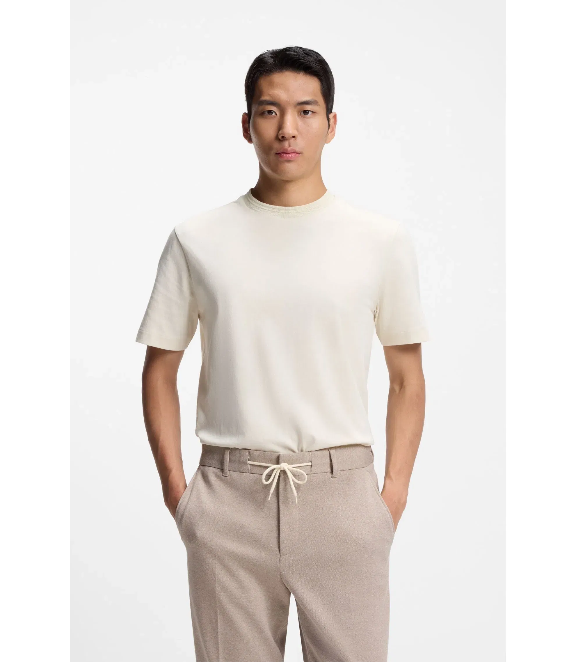 Boss Inner Monogram T-Shirt In A Cotton Blend White