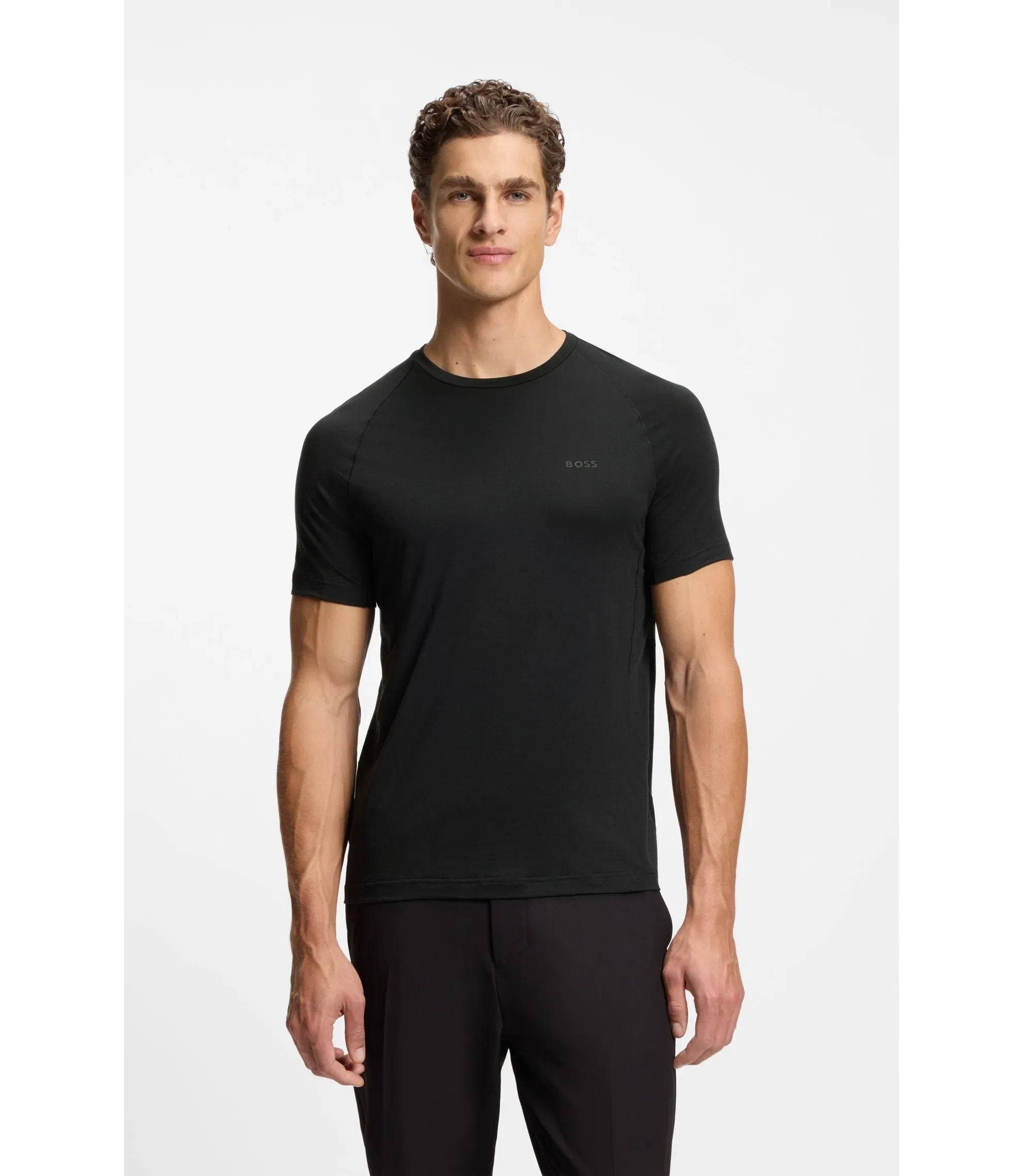 Boss Logo Detail T-Shirt In A Slim Fit Black