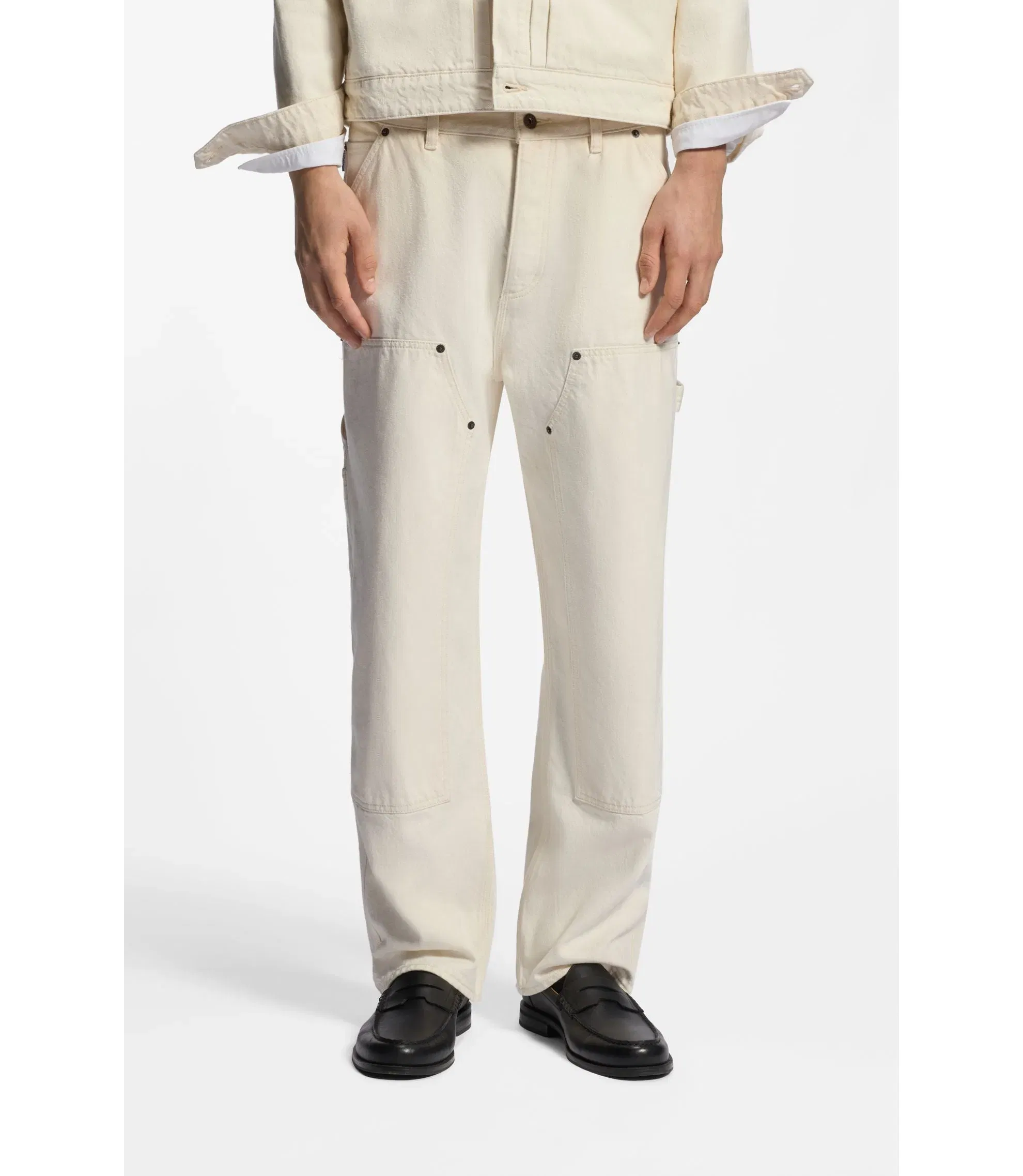 Hugo Loose Fit Jeans In Ecru Denim White