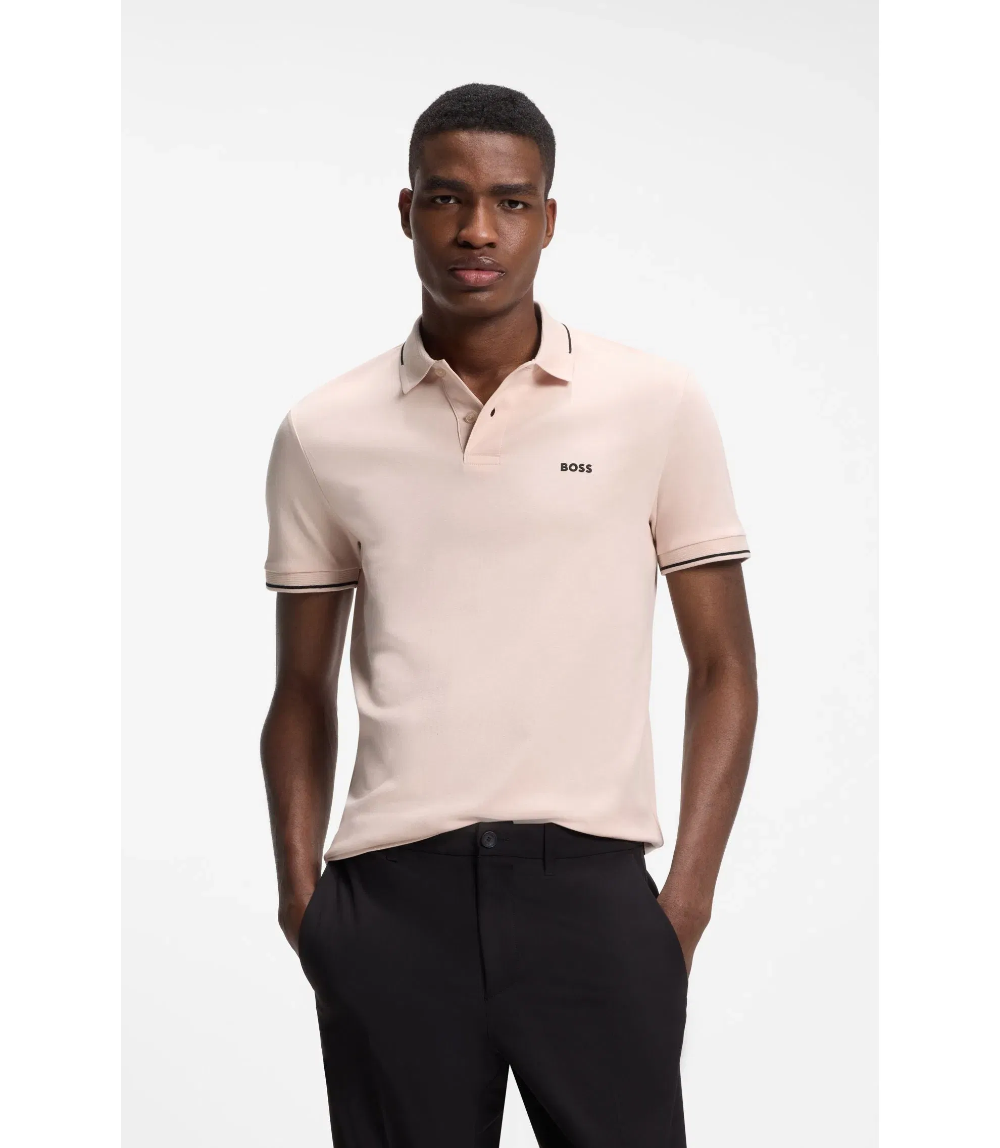 Boss Slim Fit Cotton Polo Shirt Light Orange