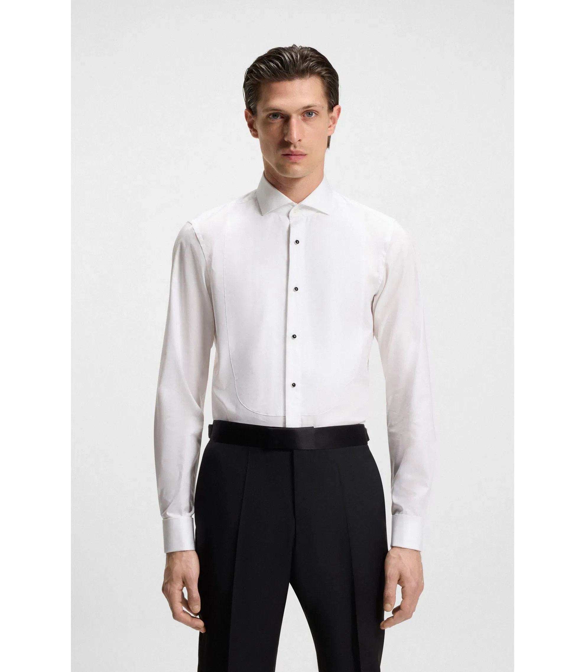 Boss Slim Fit Dress Shirt In Easy Iron Stretch Cotton Poplin White