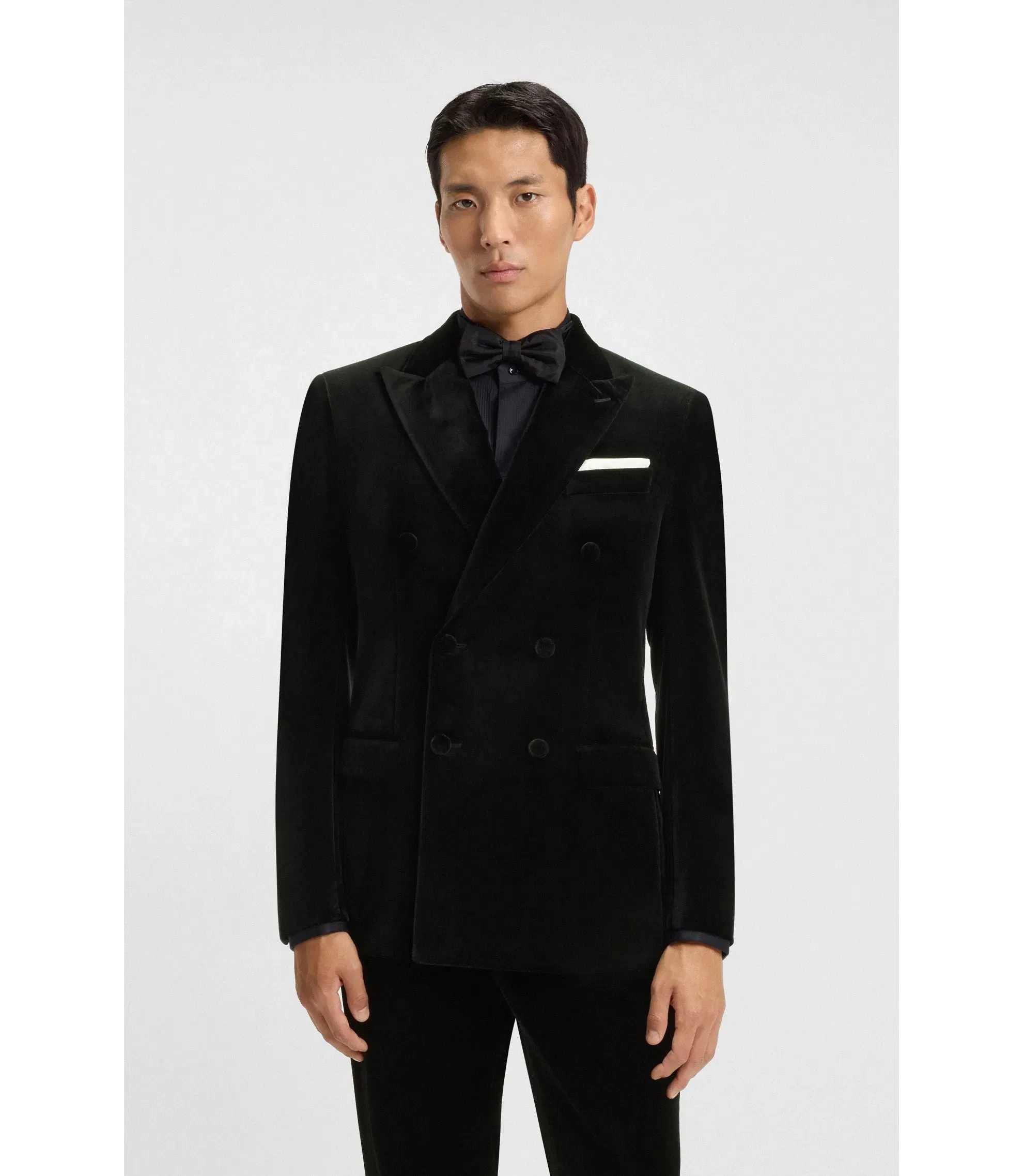 Boss Slim Fit Jacket In Cotton Velvet Black