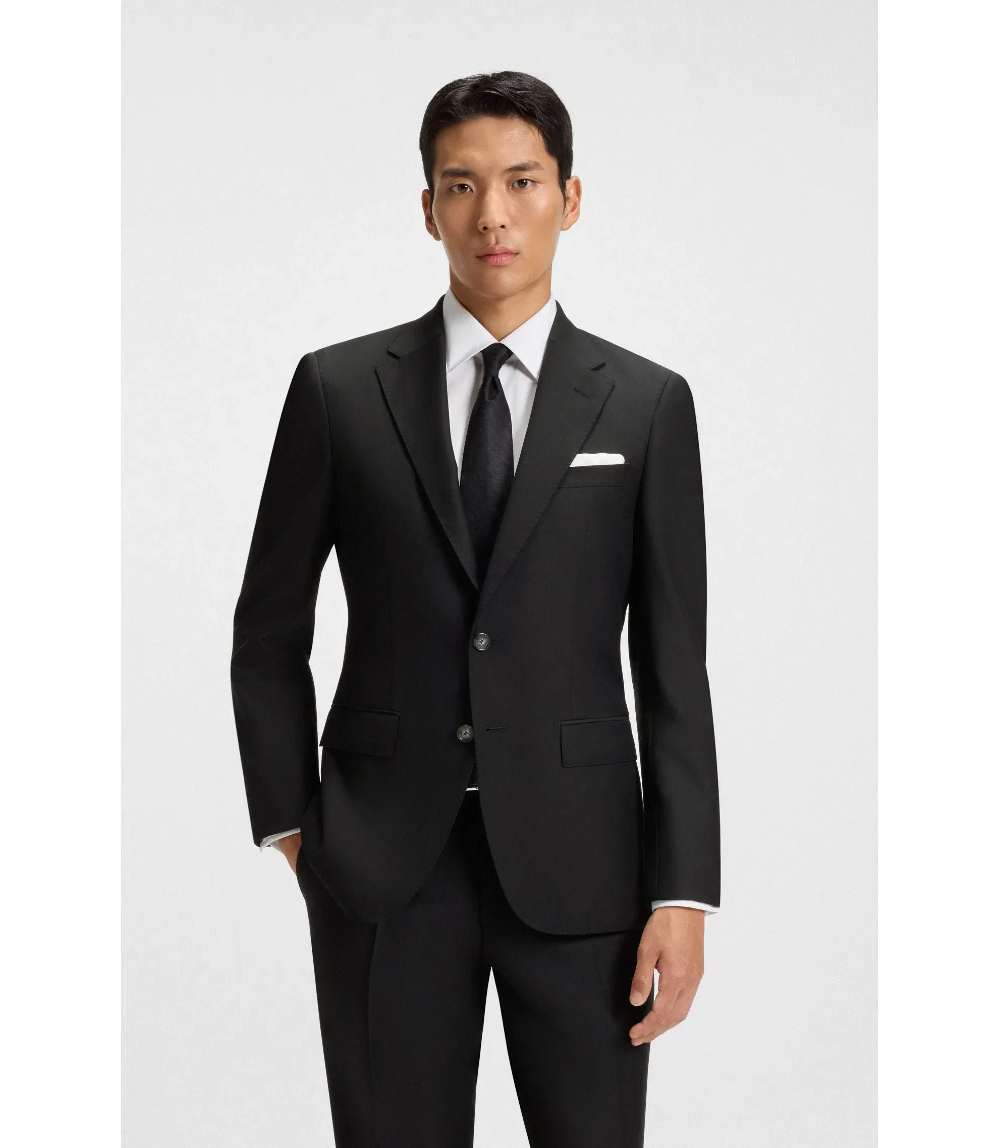 Boss Slim Fit Jacket In Stretch Wool Black