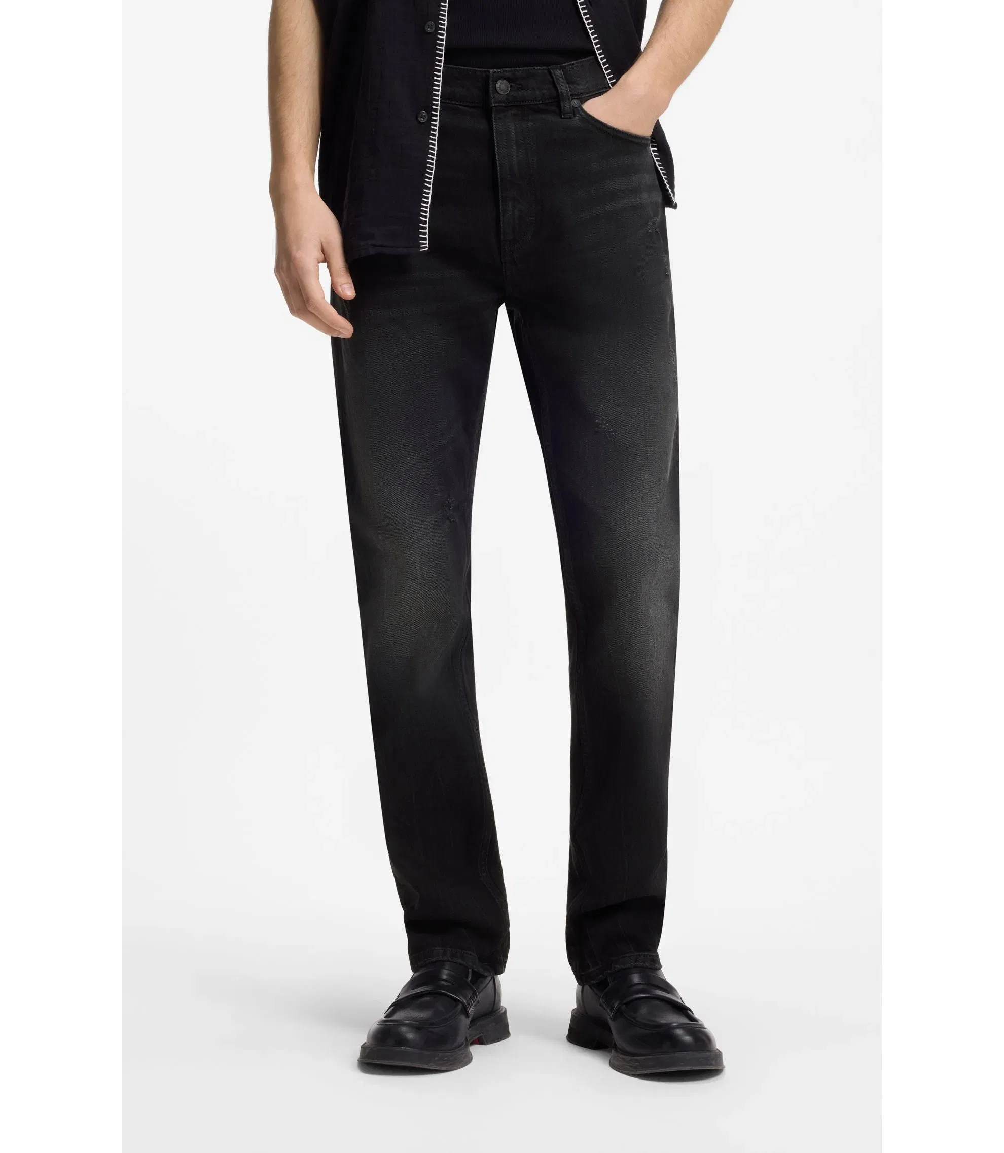 Hugo Slim Fit Jeans In Dark Gray Comfort Stretch Denim Dark Grey