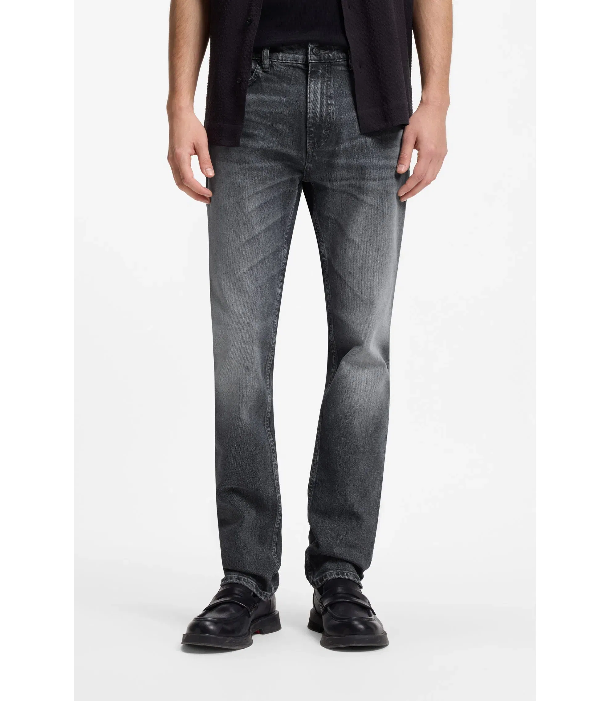 Hugo Slim Fit Jeans In Gray Comfort Stretch Denim Grey