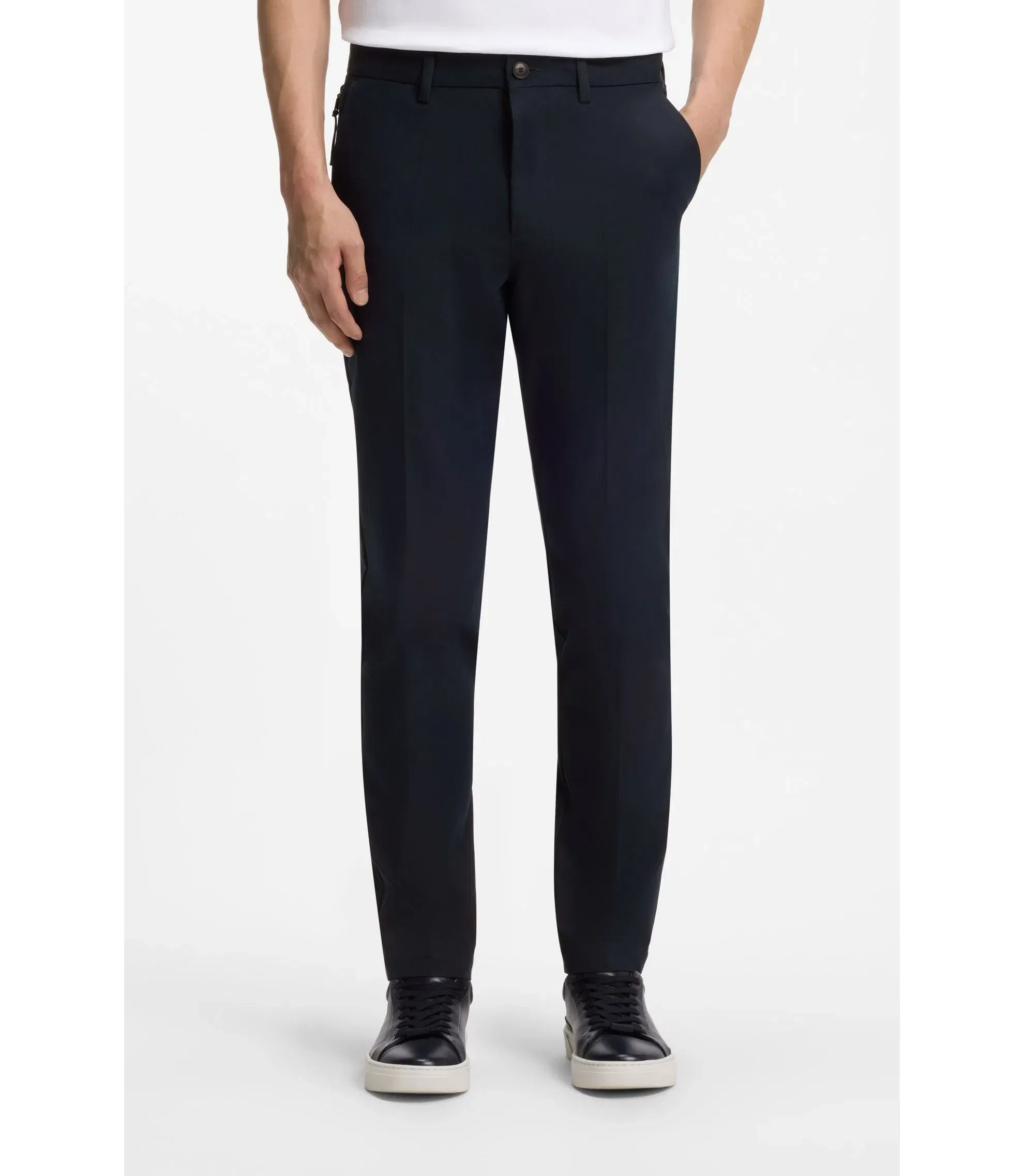 Boss Slim Fit Pants In A Stretch Cotton Blend Dark Blue