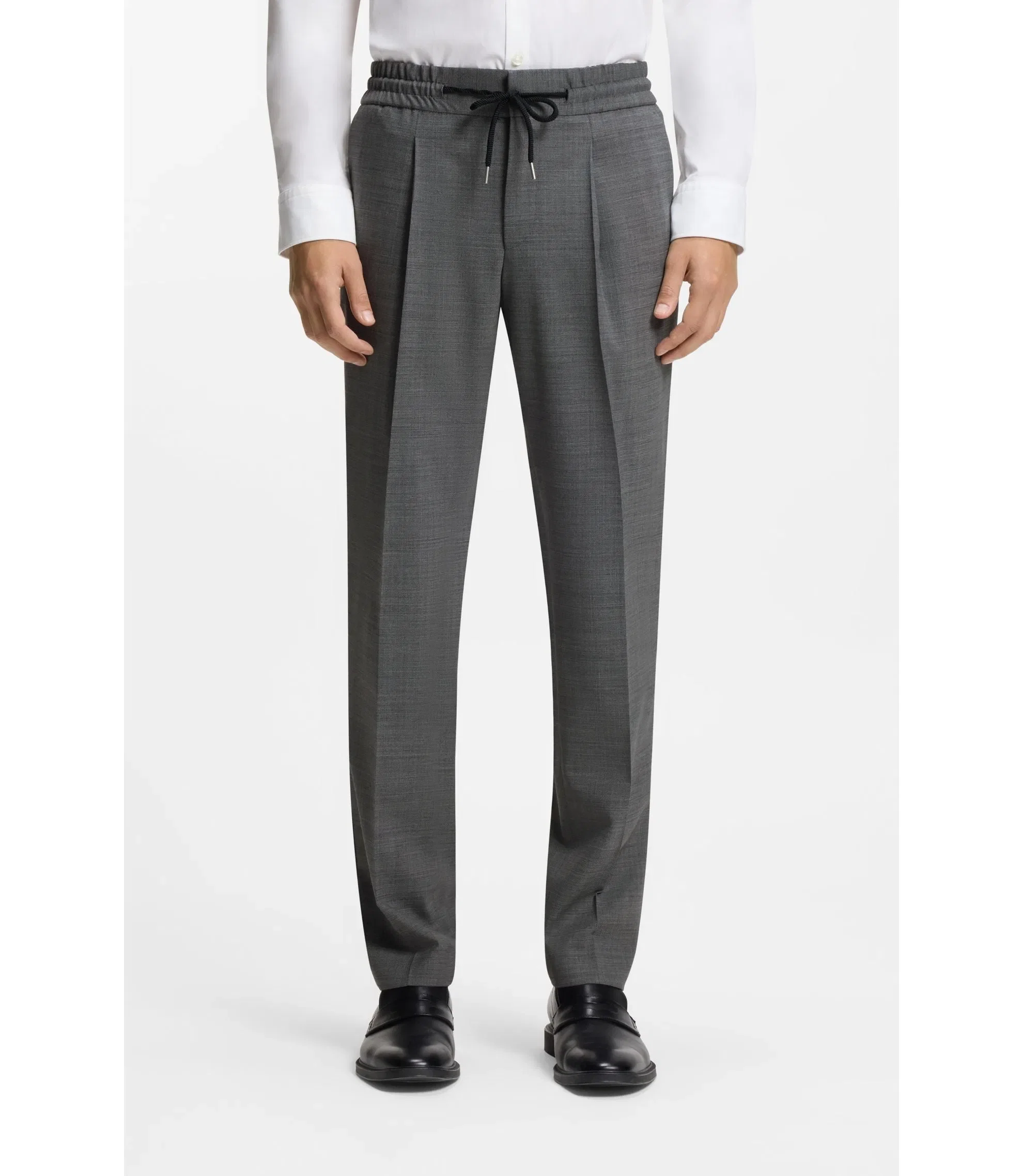 Hugo Slim Fit Trousers In Wool Blend Sharkskin Grey