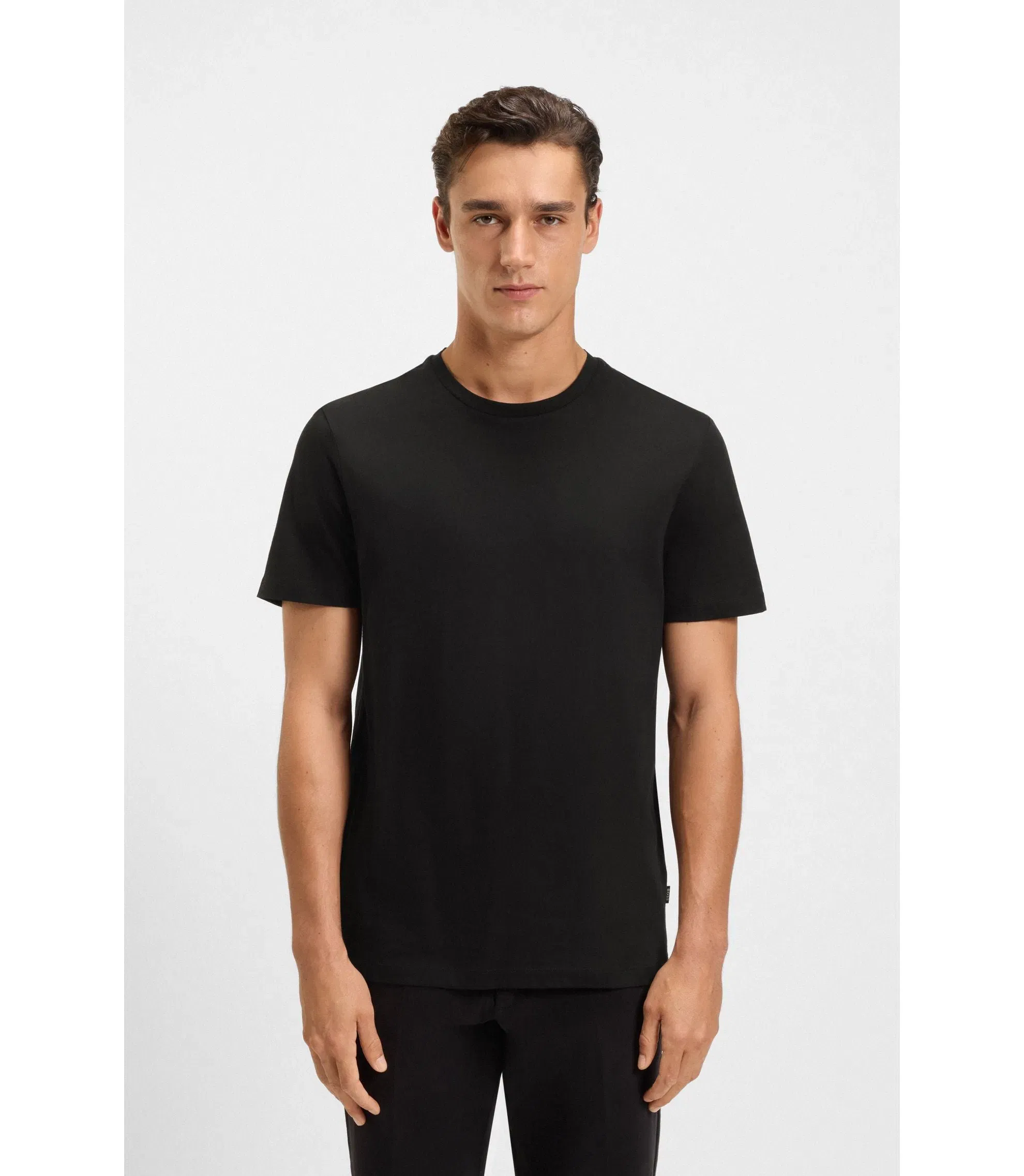 Boss Slim Fit T-Shirt In Mercerized Cotton Black