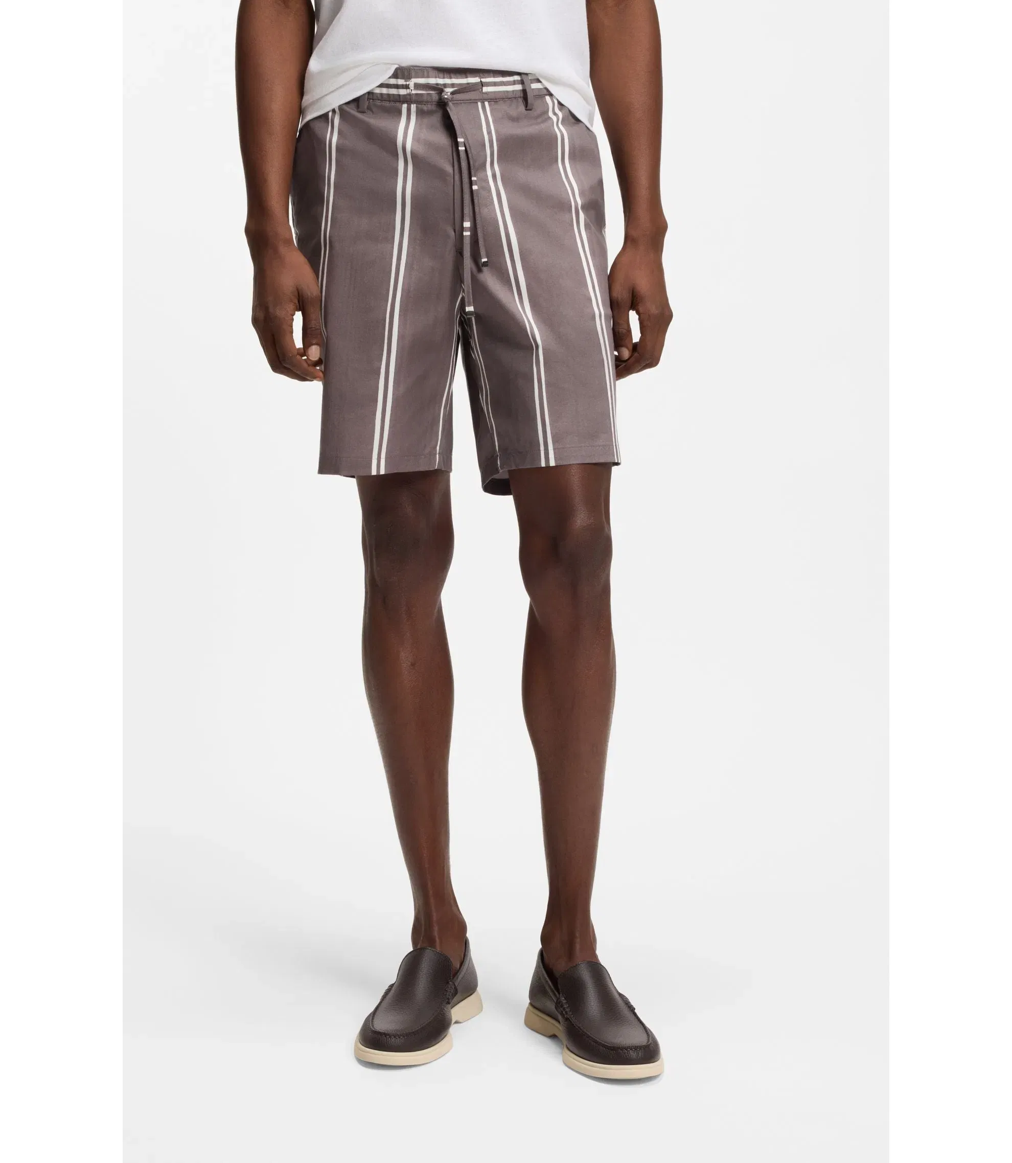 Boss Printed Pattern Shorts In Stretch Cotton Purple