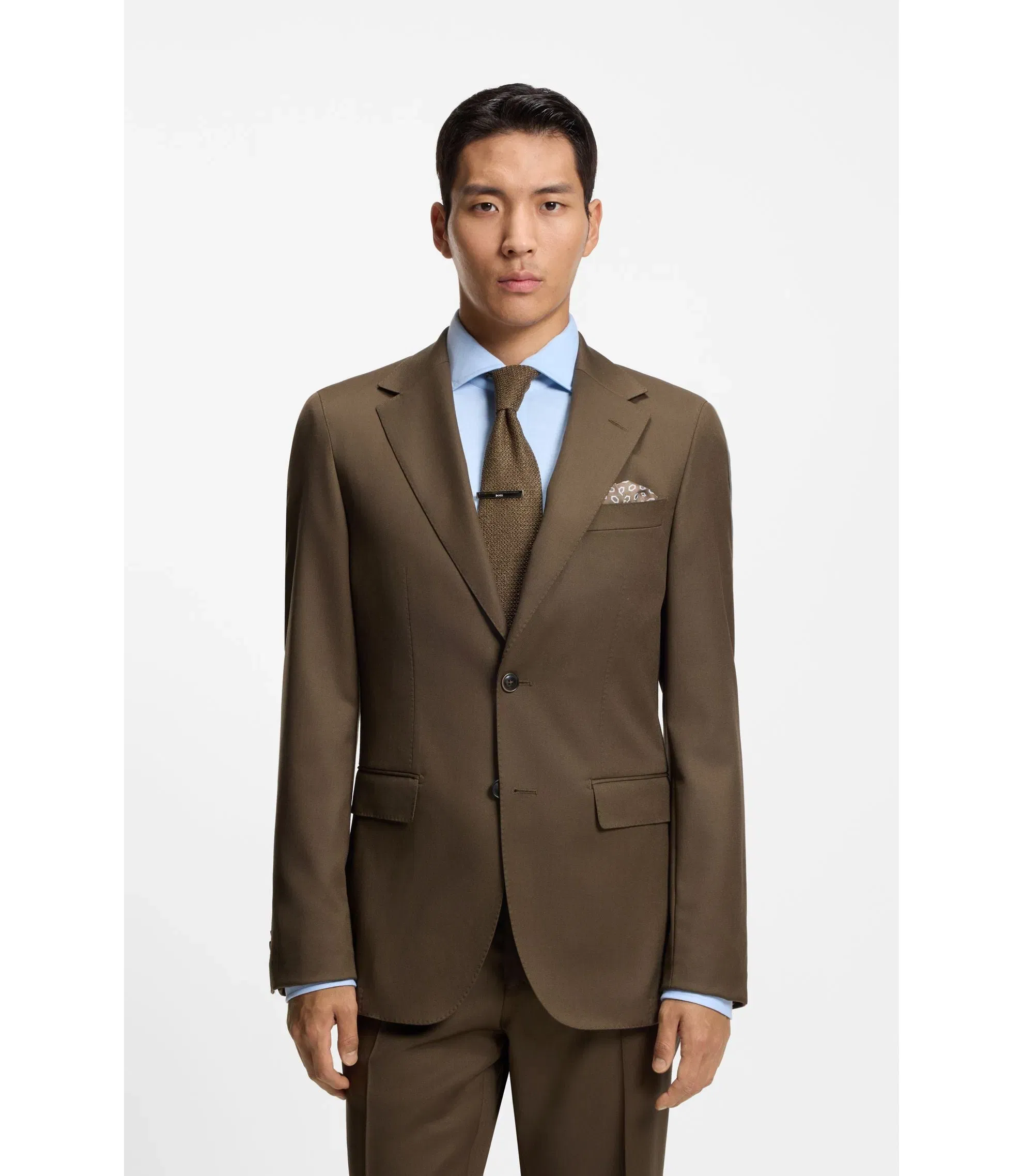 Boss Regular Fit Jacket In Virgin And Textured Wool Light Green