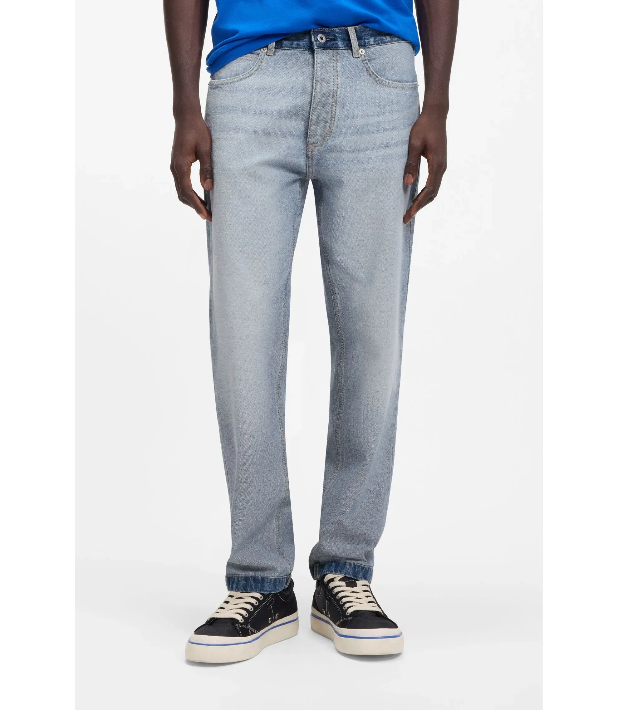 Hugo Regular Fit Jeans In Inside Out Denim Light Blue