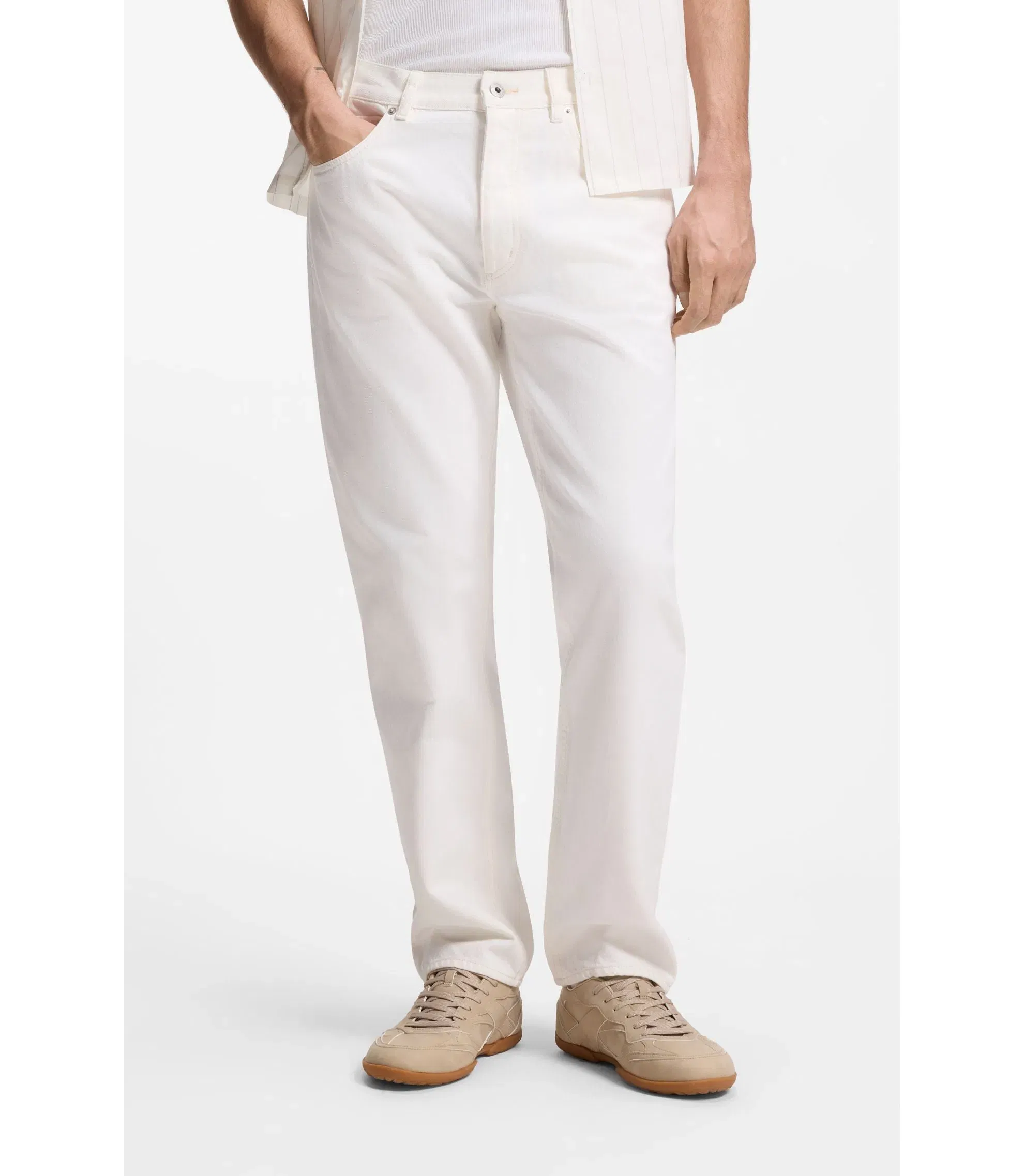 Hugo Regular Fit Jeans In White Denim White