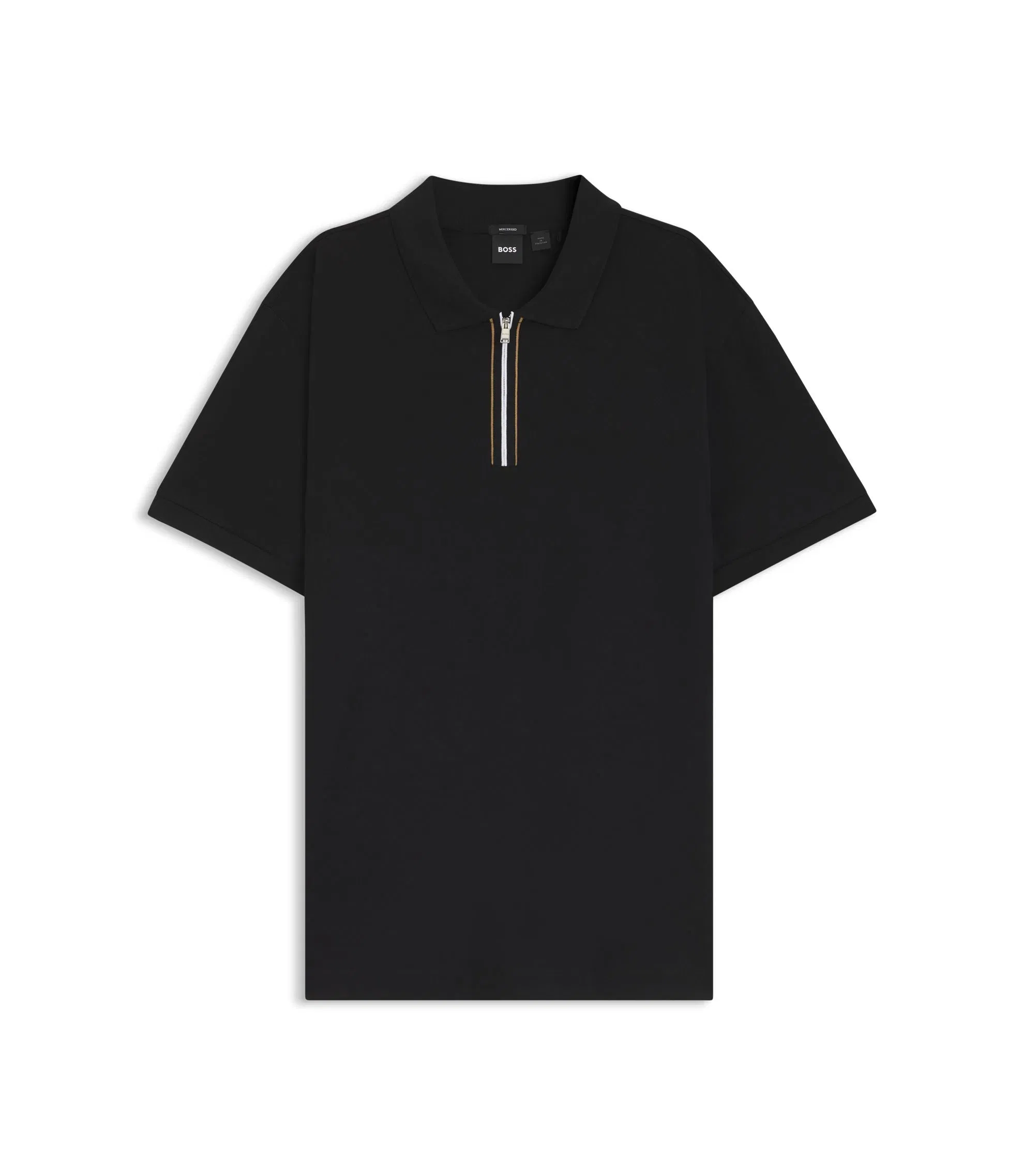 Boss Regular Fit Polo Shirt In Mercerized Cotton Black