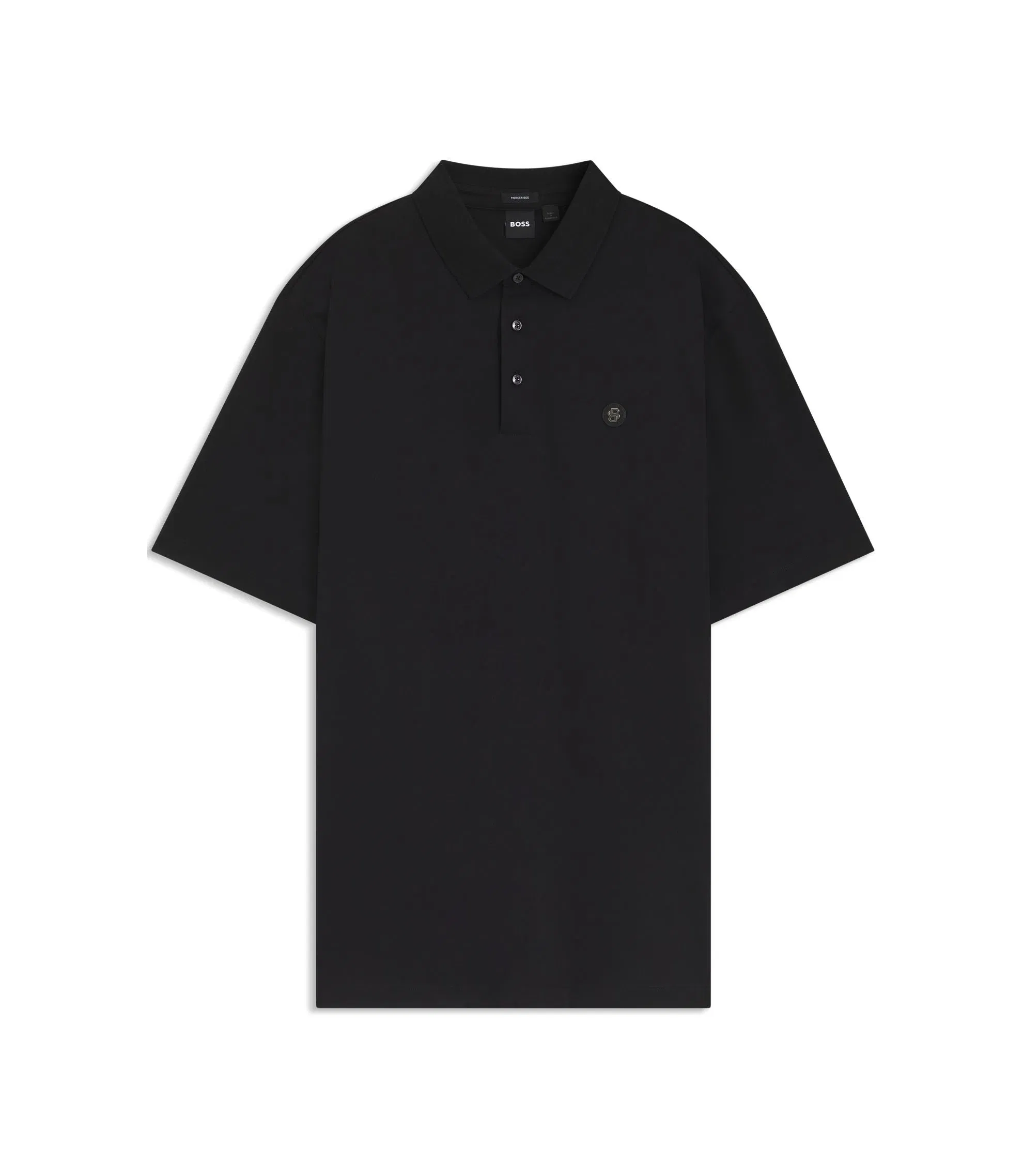 Boss Regular Fit Polo Shirt In Mercerized Interlock Cotton Black
