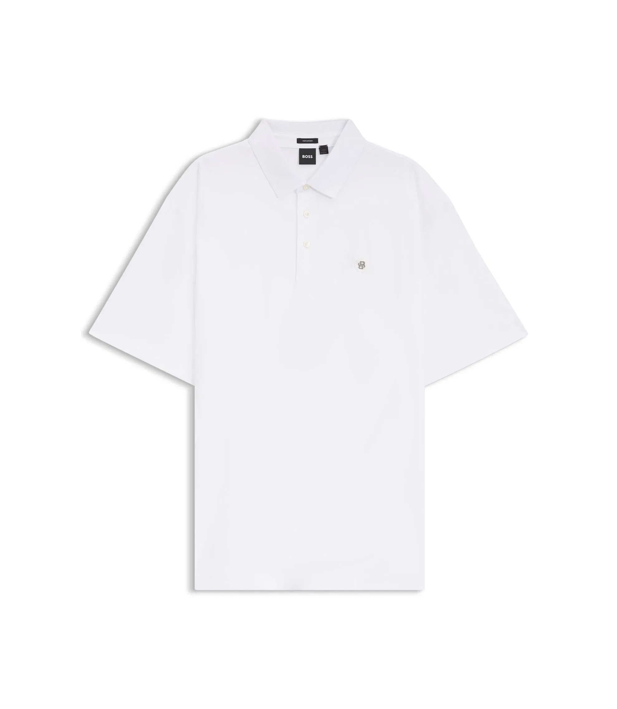 Boss Regular Fit Polo Shirt In Mercerized Interlock Cotton White