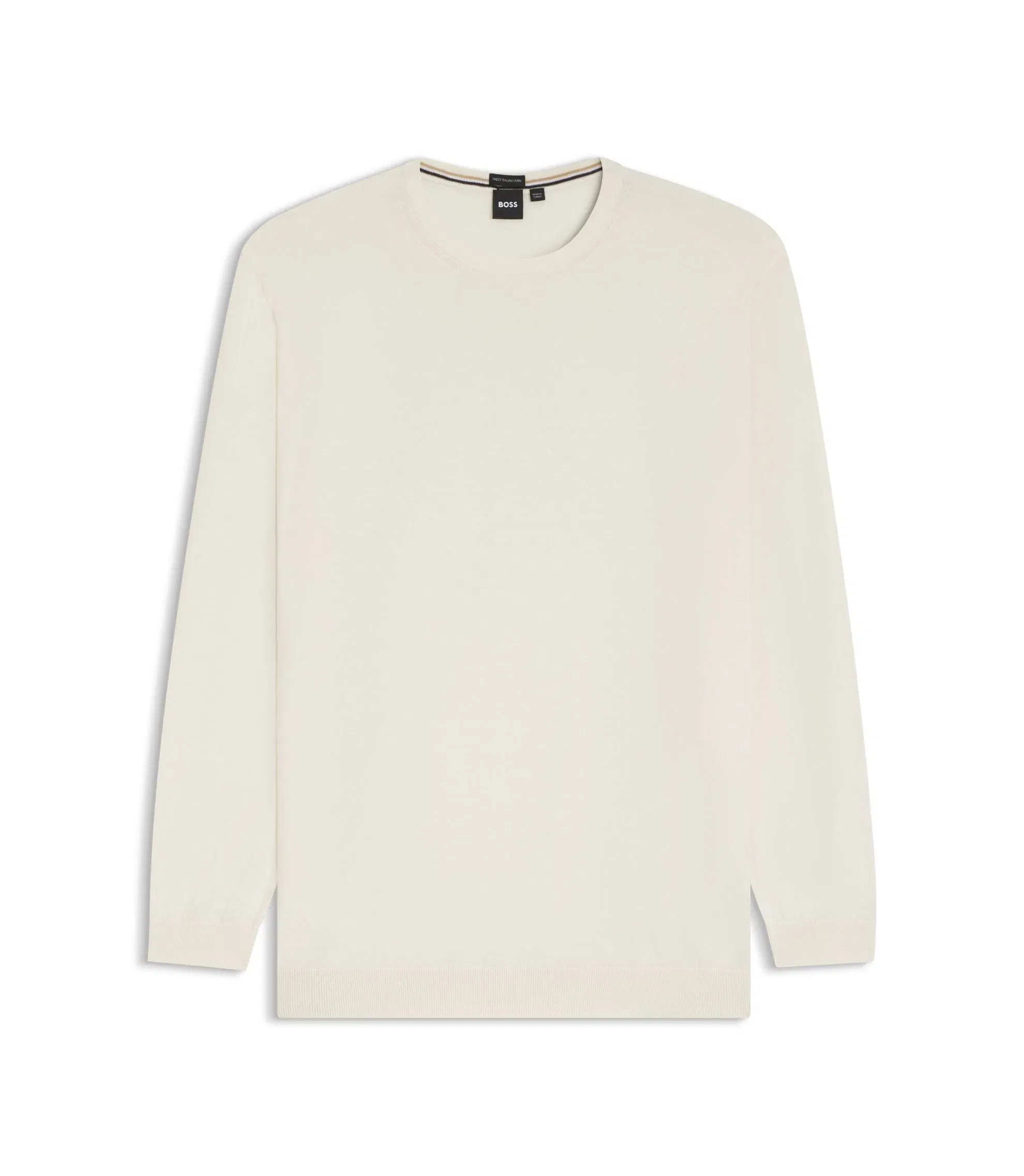 Boss Regular Fit Sweater In Virgin Wool White