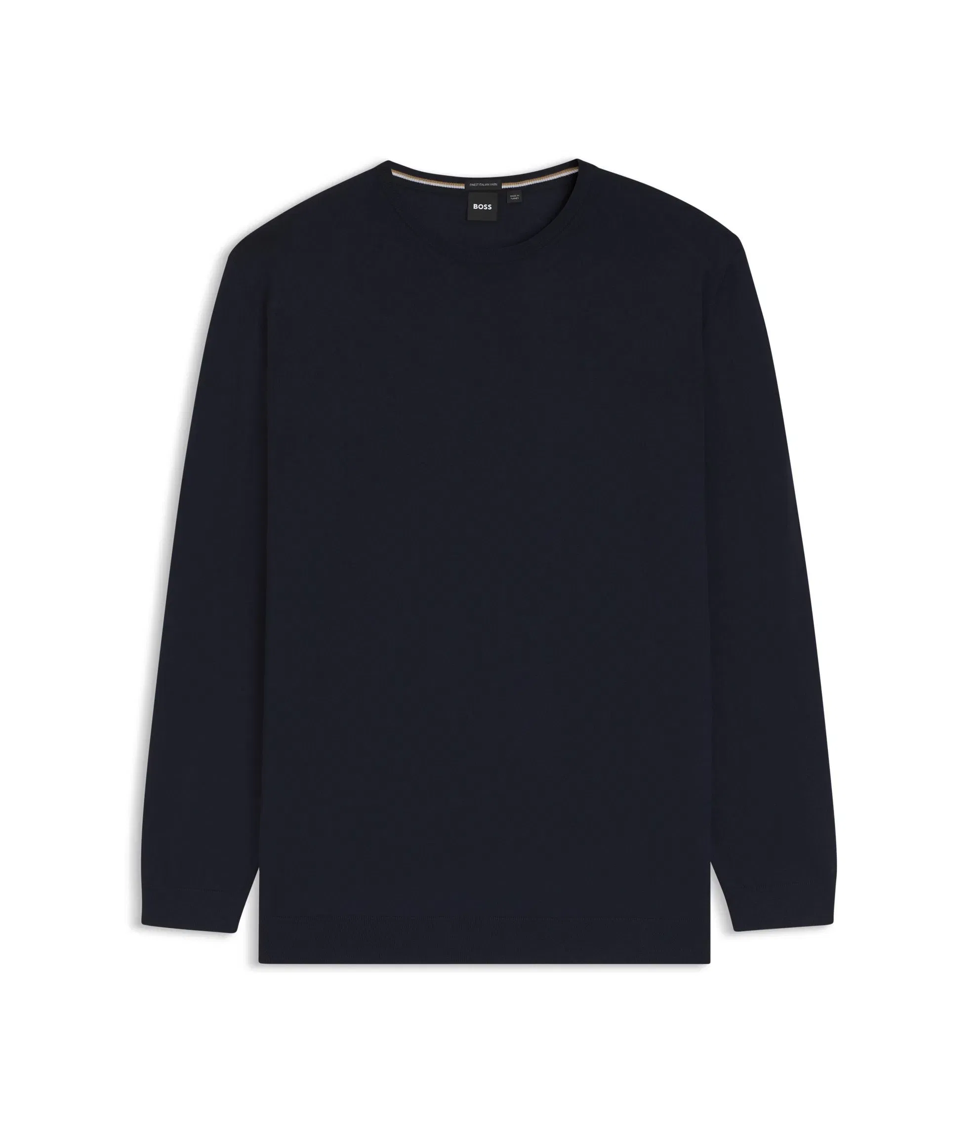 Boss Regular Fit Sweater In Virgin Wool Dark Blue