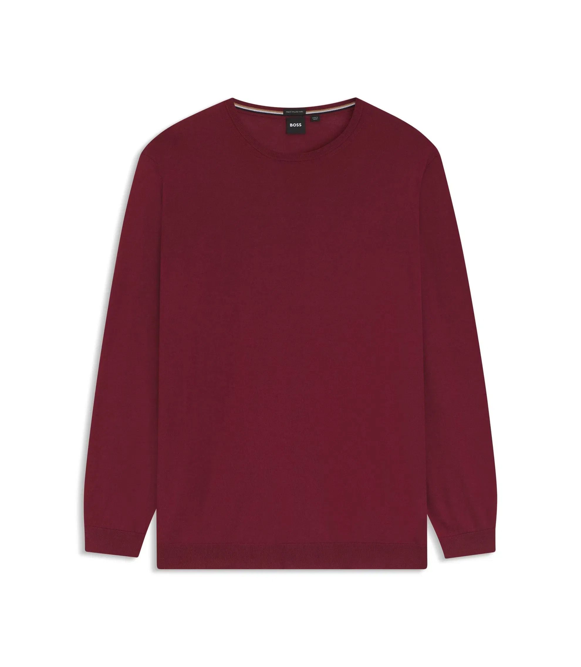 Boss Regular Fit Sweater In Virgin Wool Dark Red
