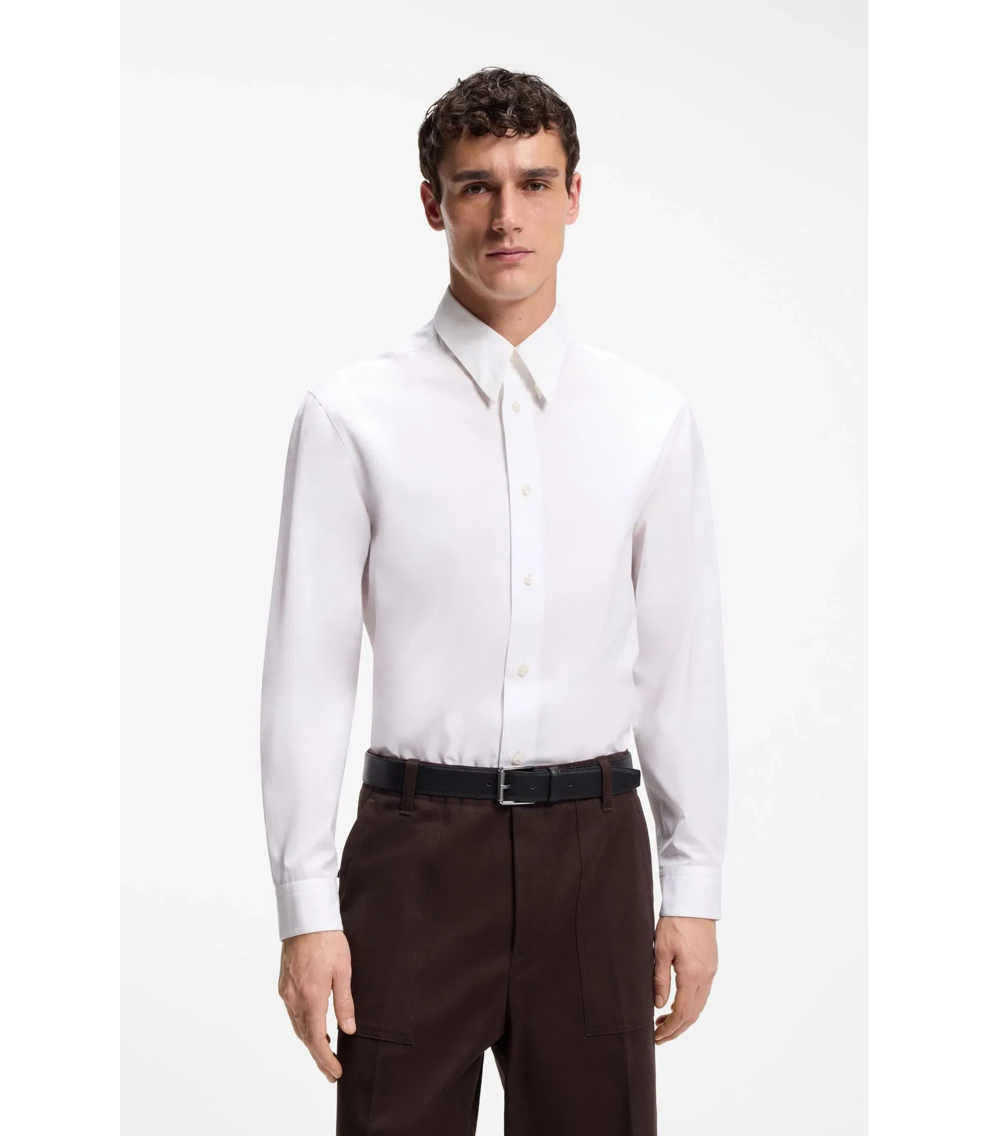 Boss Relaxed Fit Cotton Poplin Shirt White