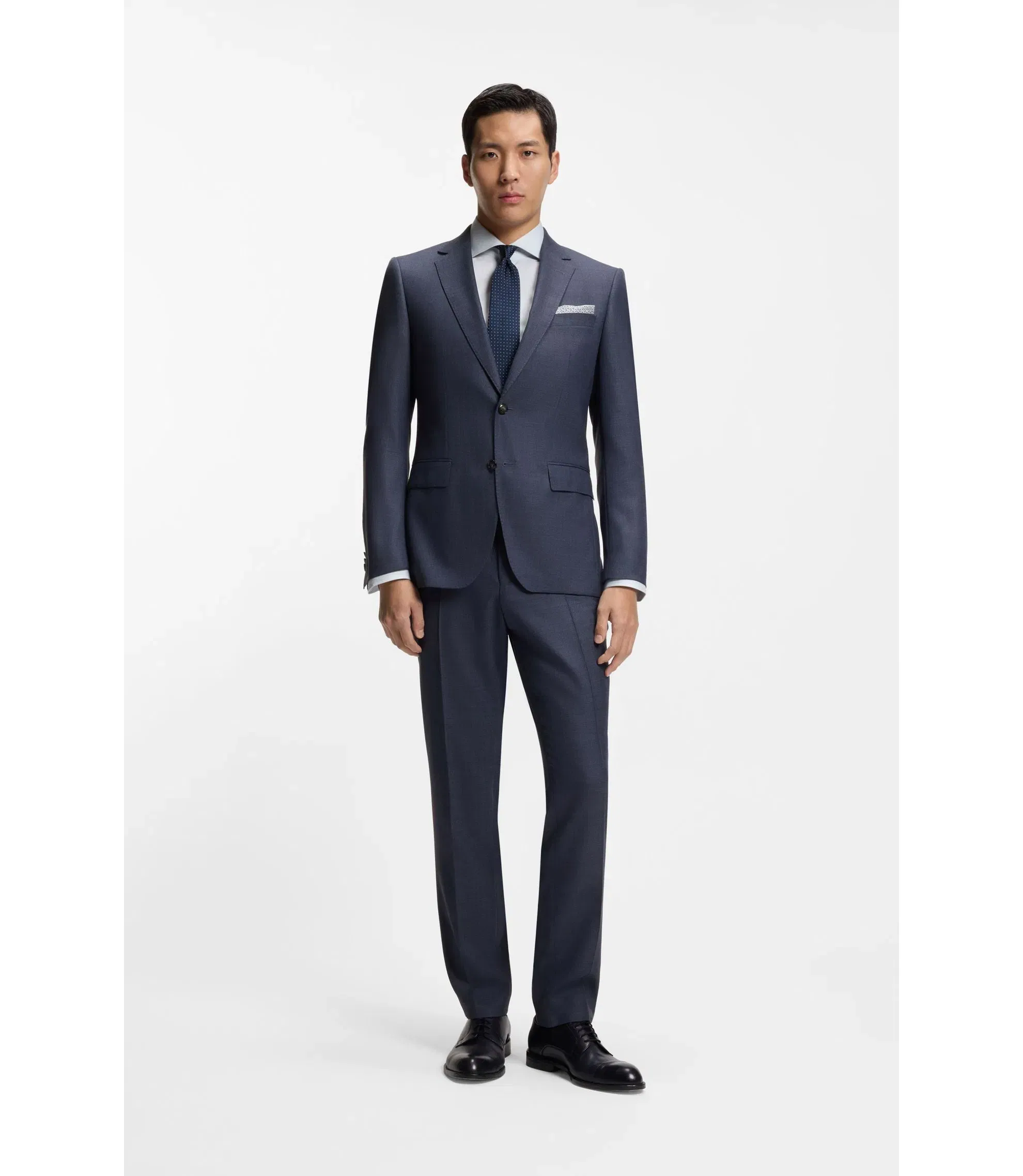 Boss Two Piece Slim Fit Suit In Virgin Wool And Silk Light Blue