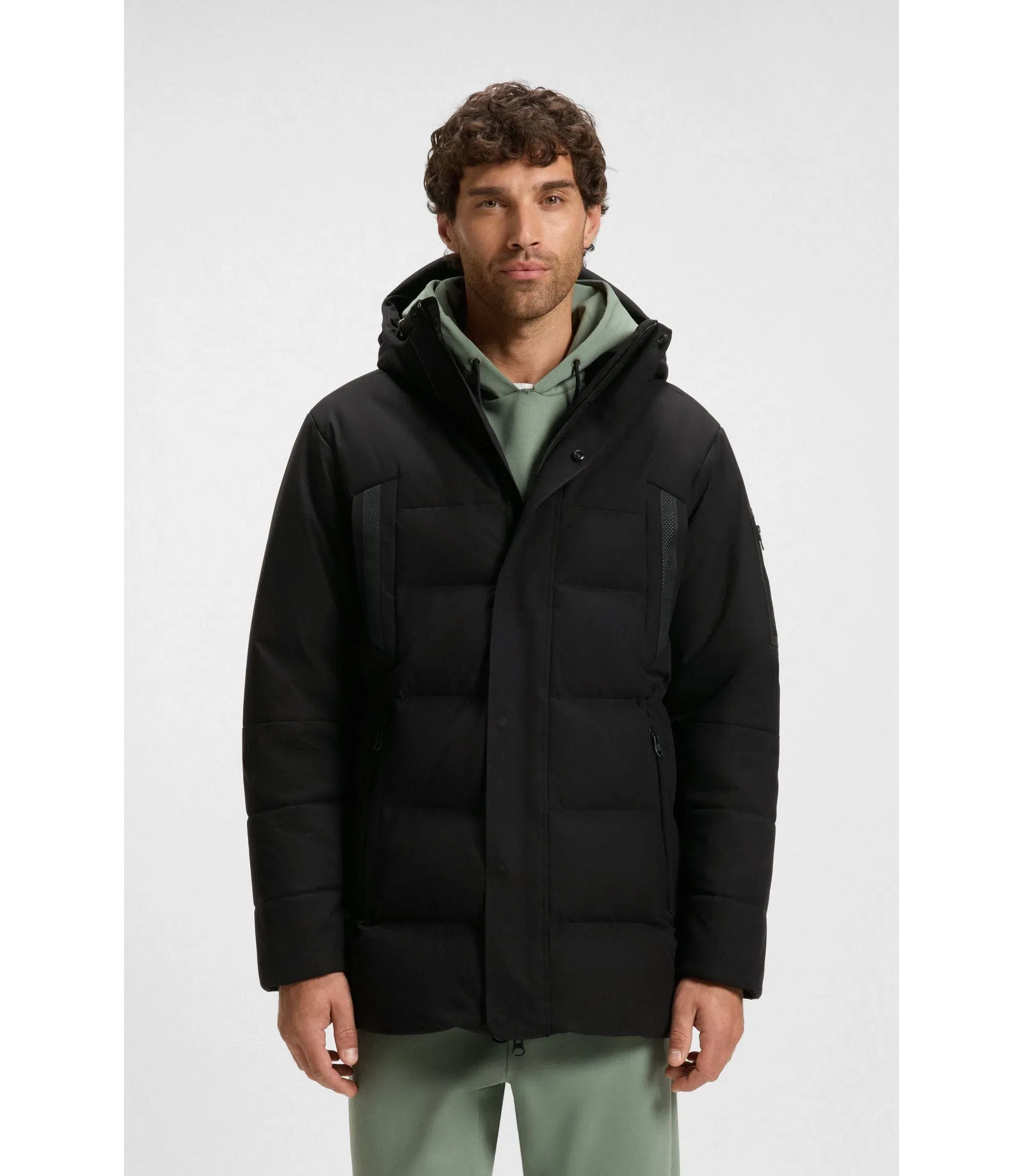 Boss Water Repellent Parka Jacket With Down Filling Black