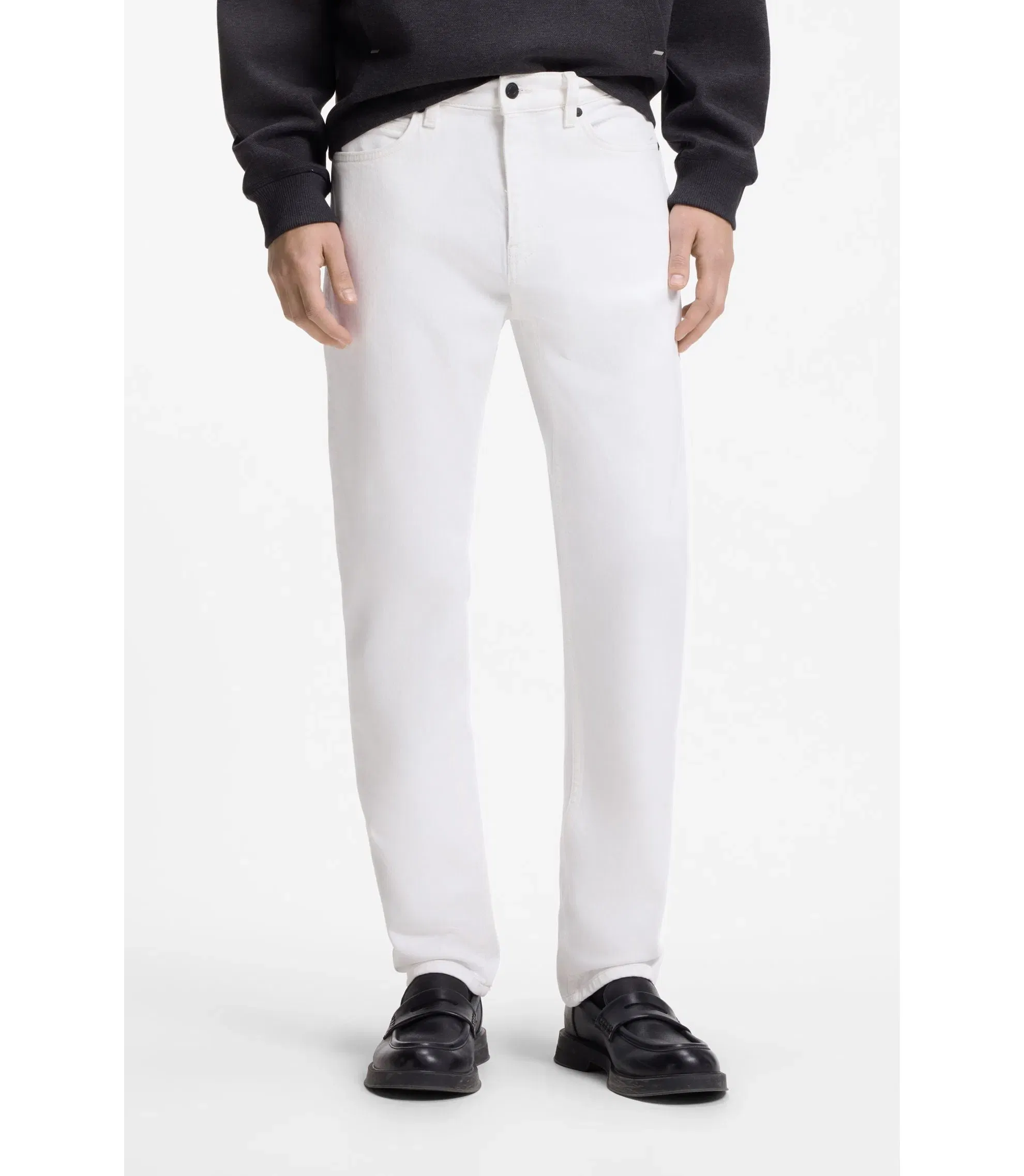 Hugo White Slim Fit Jeans In Stretch Denim White