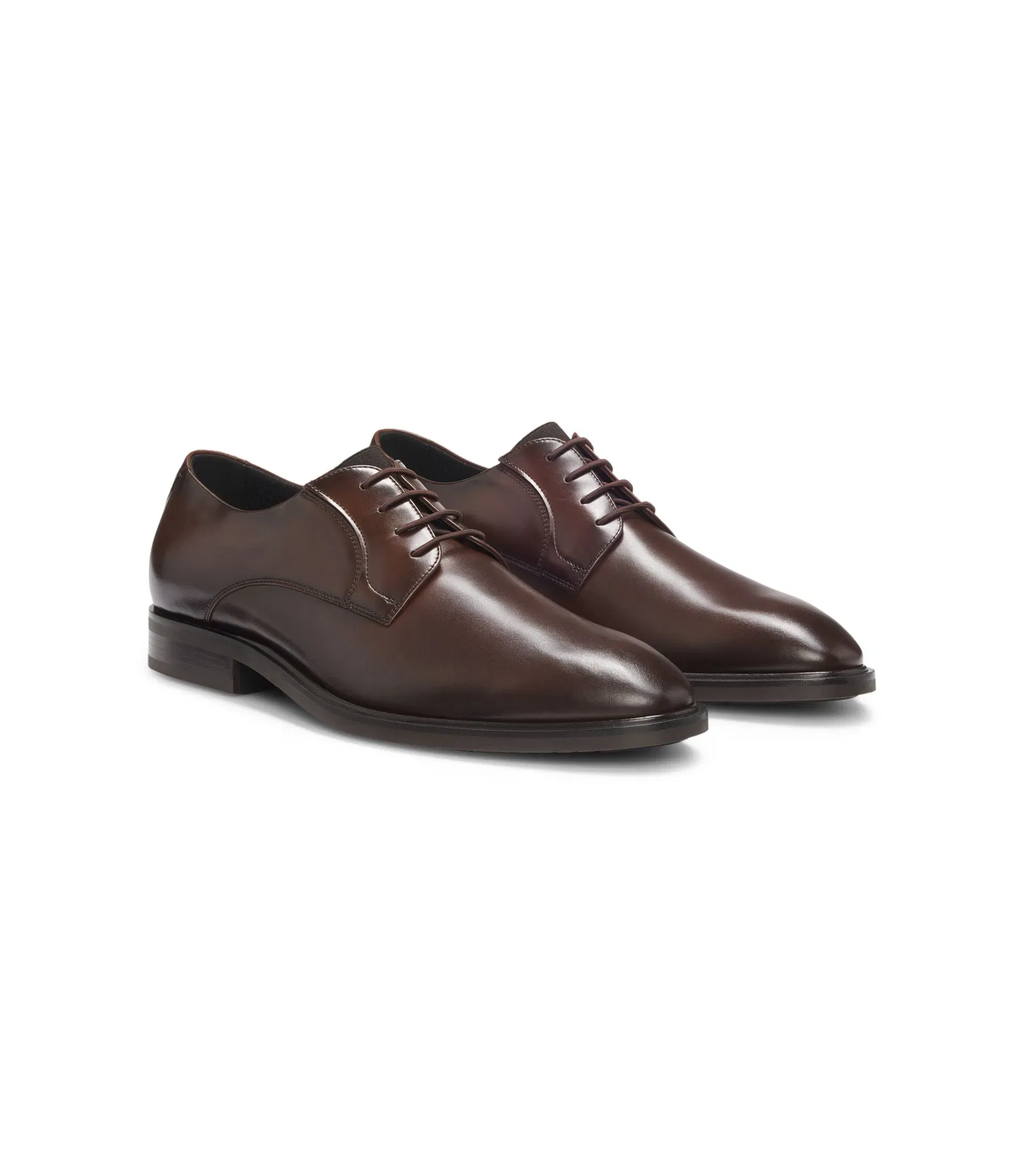 Boss Derby Shoes In Smooth Leather Brown Brown