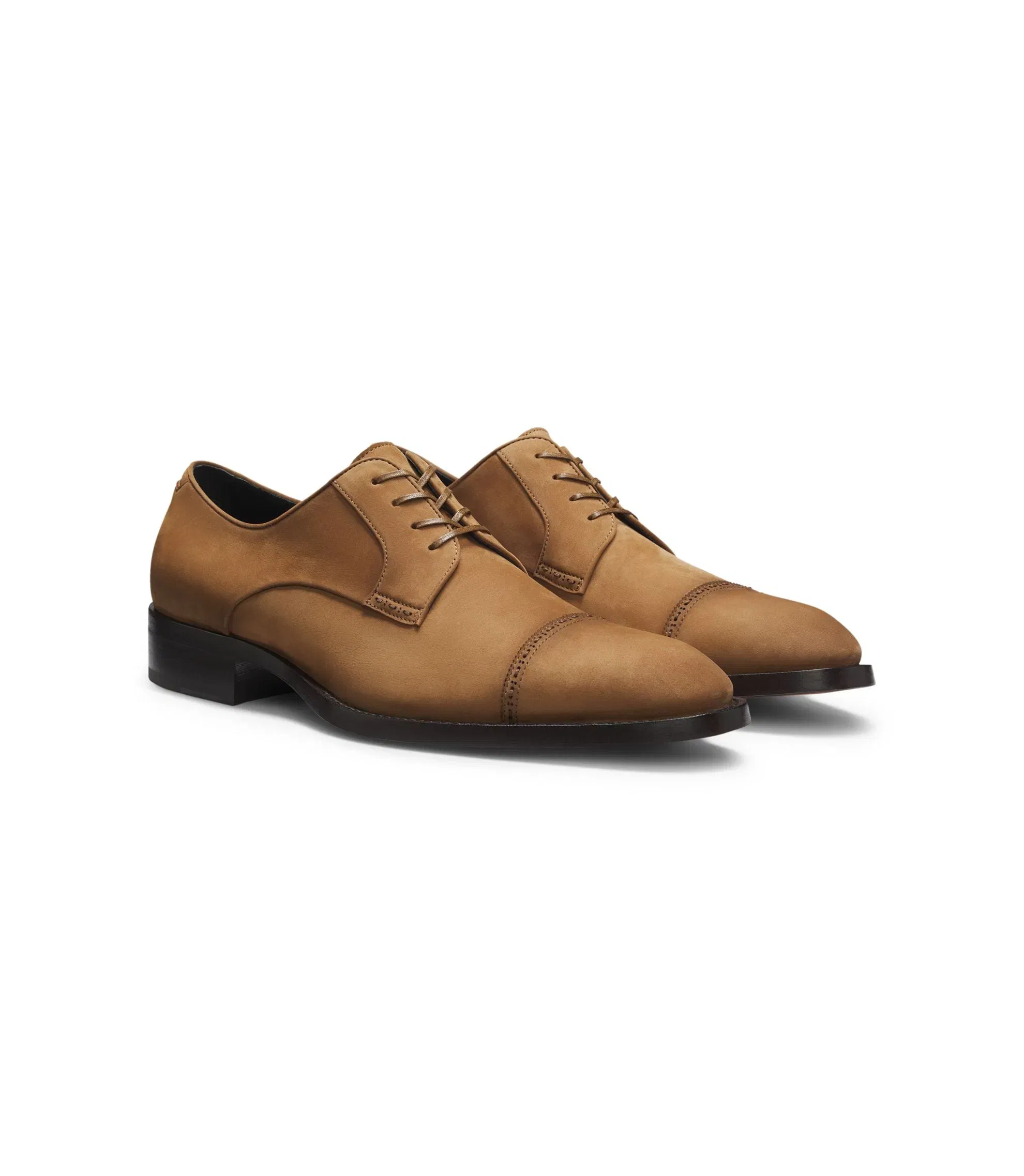 Boss Derby Shoes In Suede With Stitched Details Brown Brown