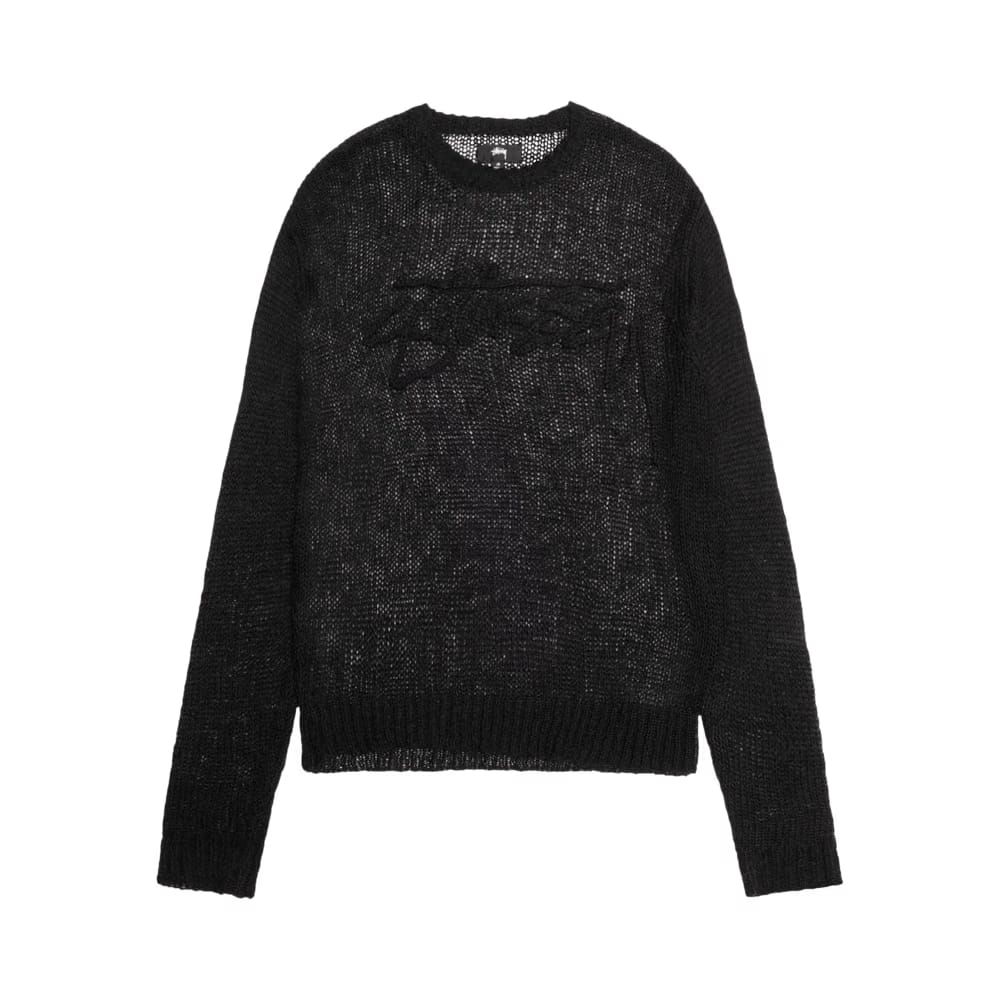 Stussy Loose Knit Logo Sweater Black