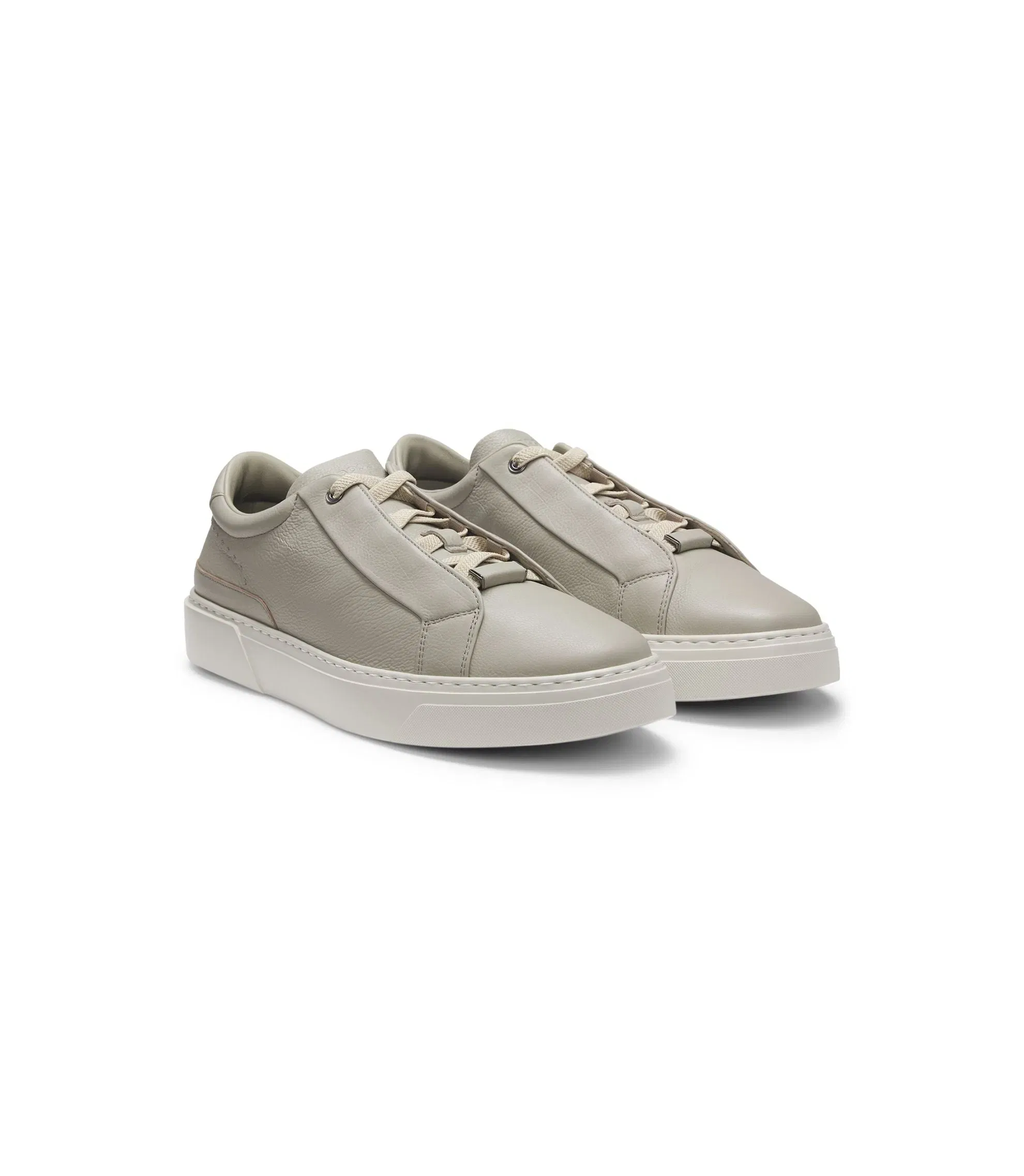 Boss Gary Leather Trainers With Hidden Laces Khaki Khaki