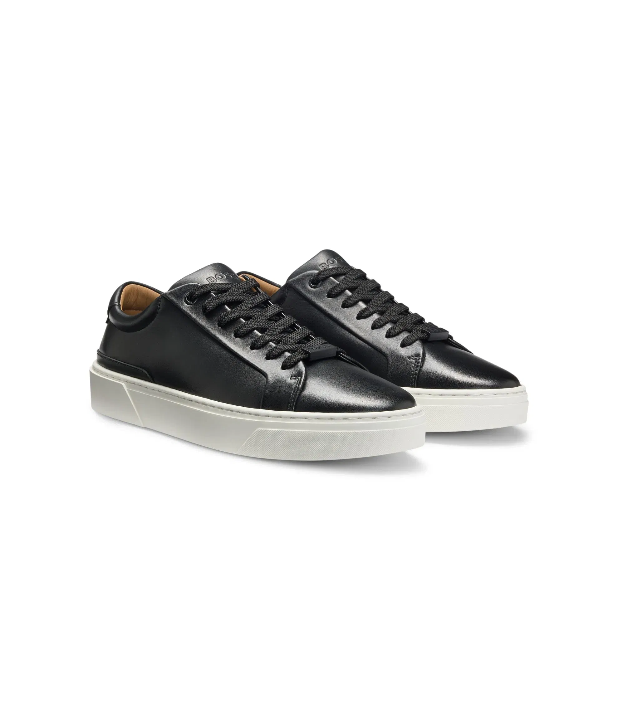 Boss Gary Sneakers With Leather Uppers Black Black