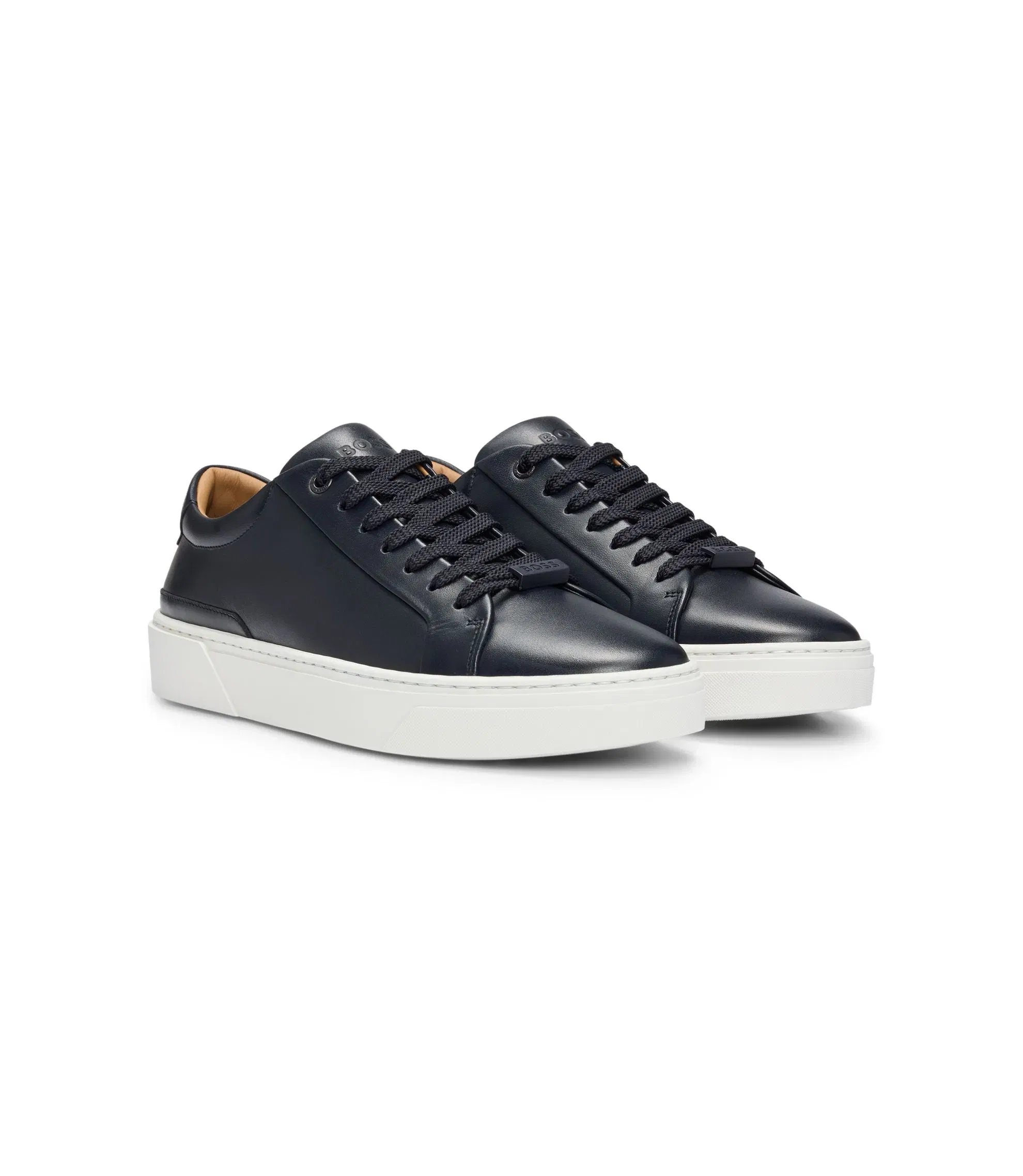 Boss Gary Sneakers With Leather Uppers Dark Blue Dark Blue