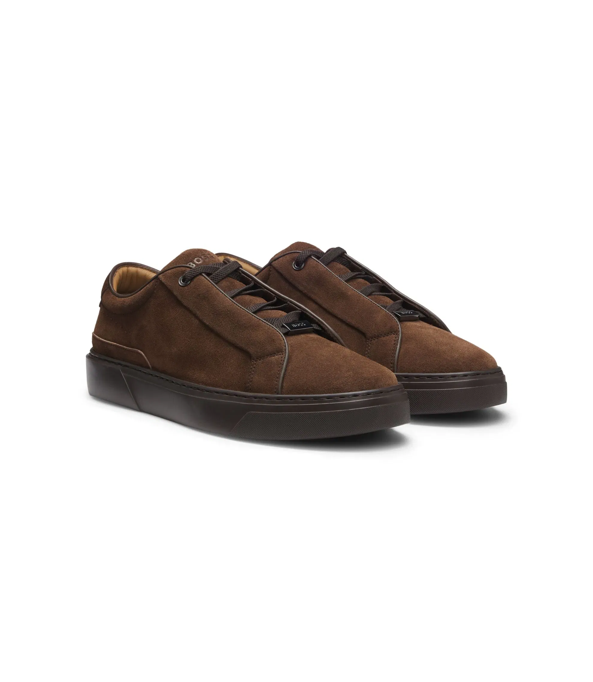 Boss Gary Trainers In Suede Dark Brown Dark Brown
