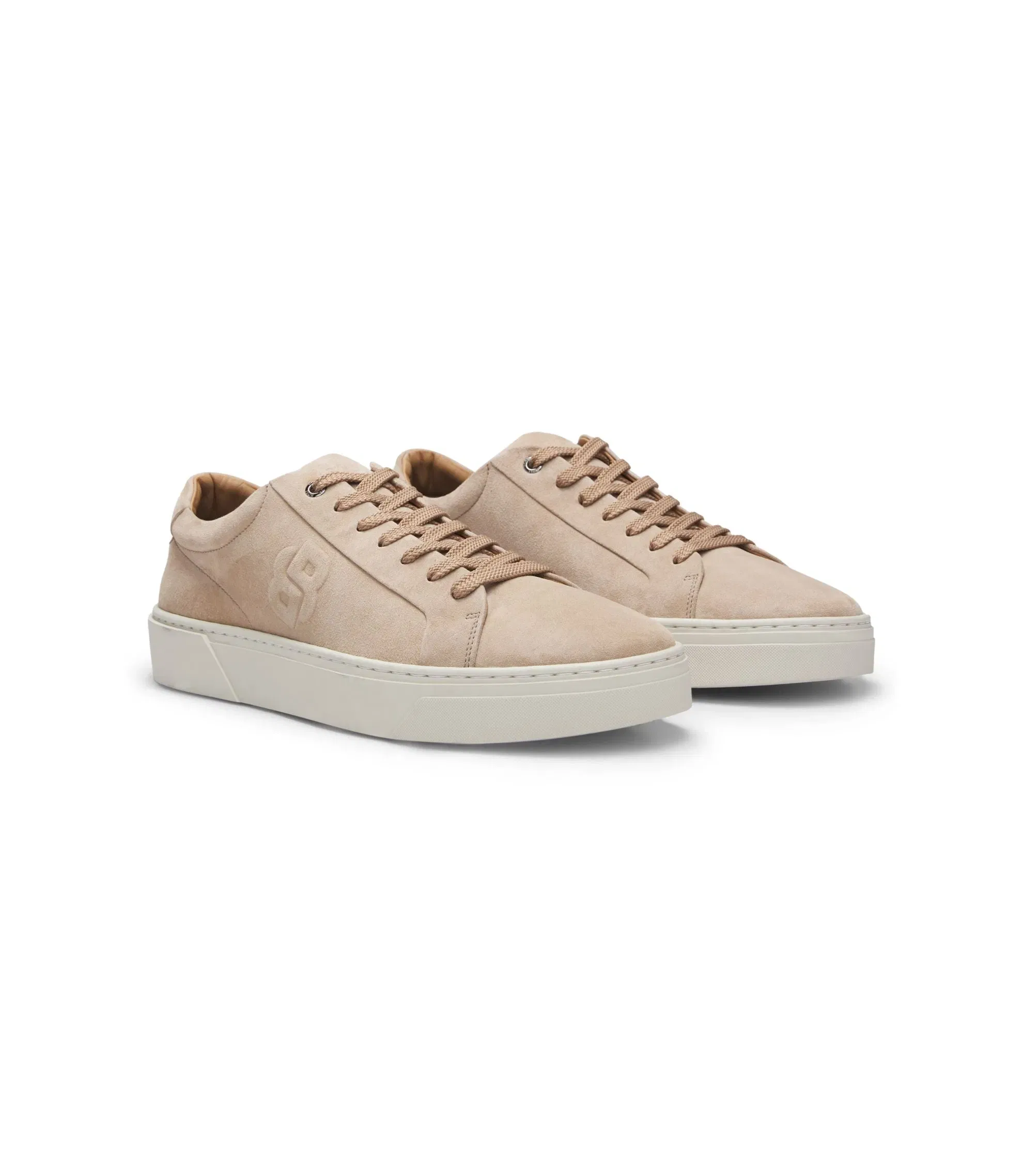 Boss Gary Trainers In Velour Effect Suede Khaki Khaki