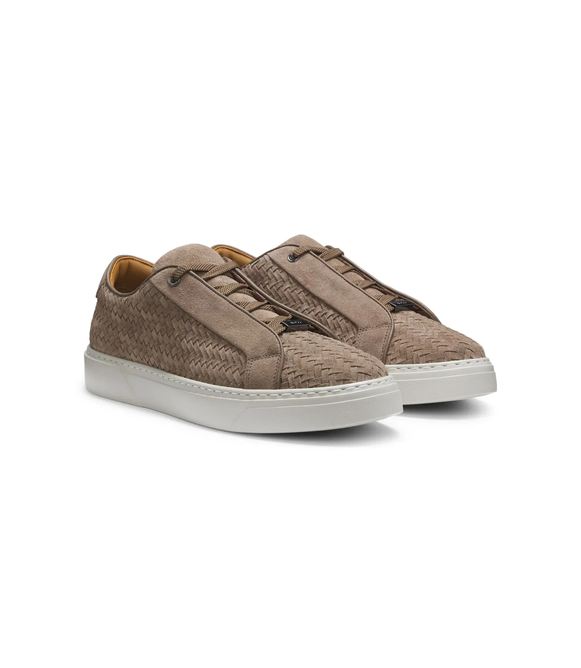Boss Gary Trainers With Woven Suede Uppers Khaki Khaki